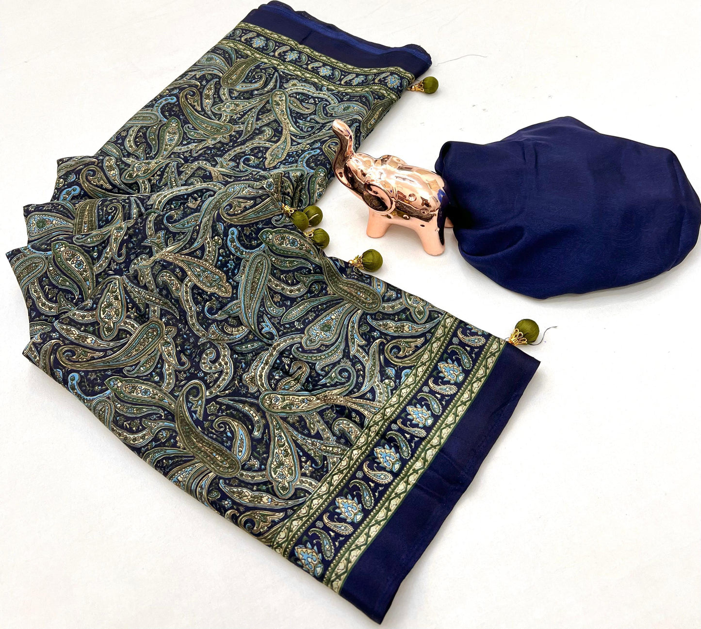 Kayatri New Pure Crapen Satin Ajrakh Printed saree