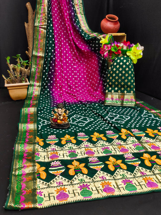 Kayatri New Pure Bahdhej  Silk Meenakari Zari Weaving Saree