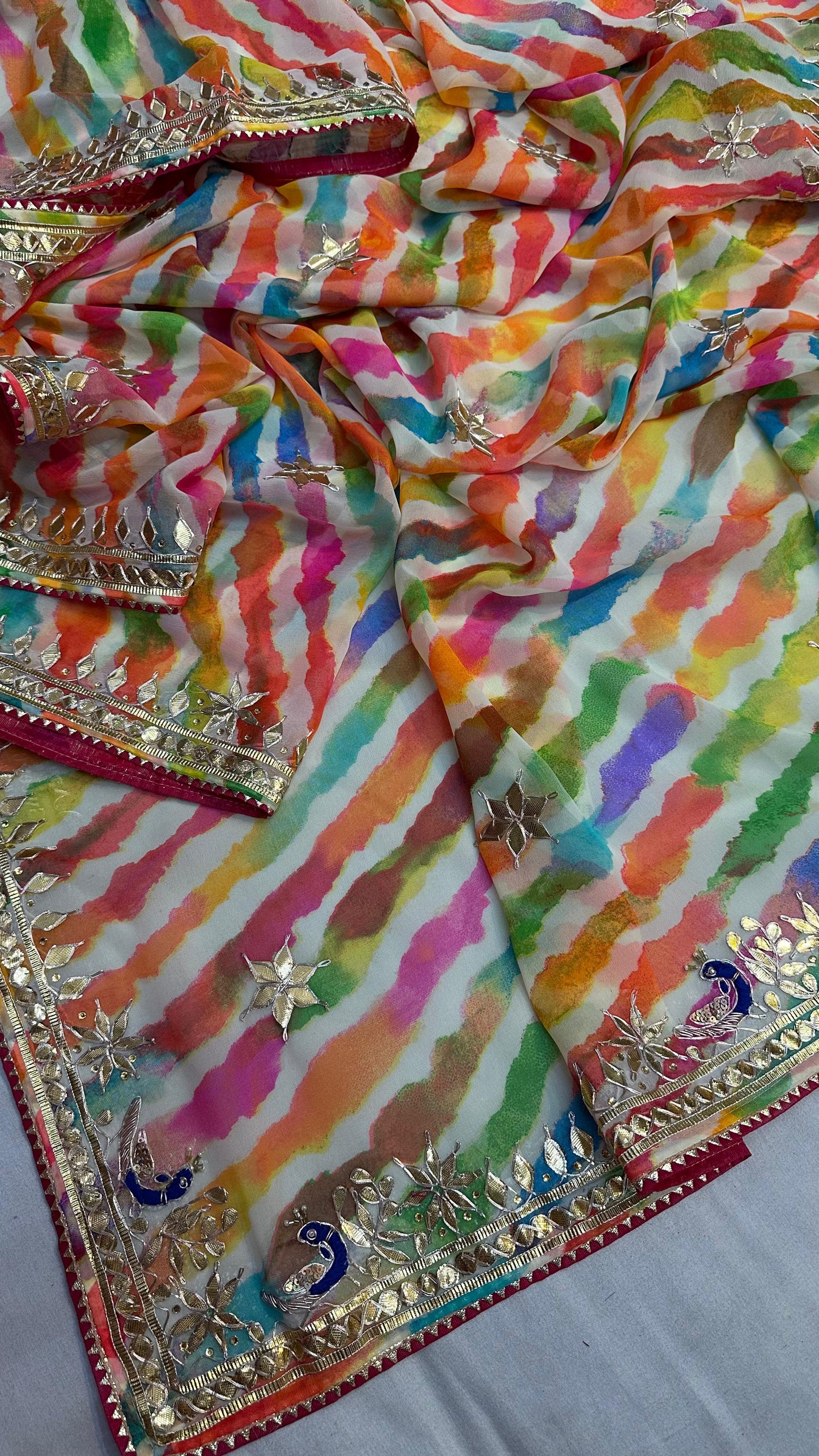 Kayatri New 60 Grm Georgette Leheriya Style Saree
