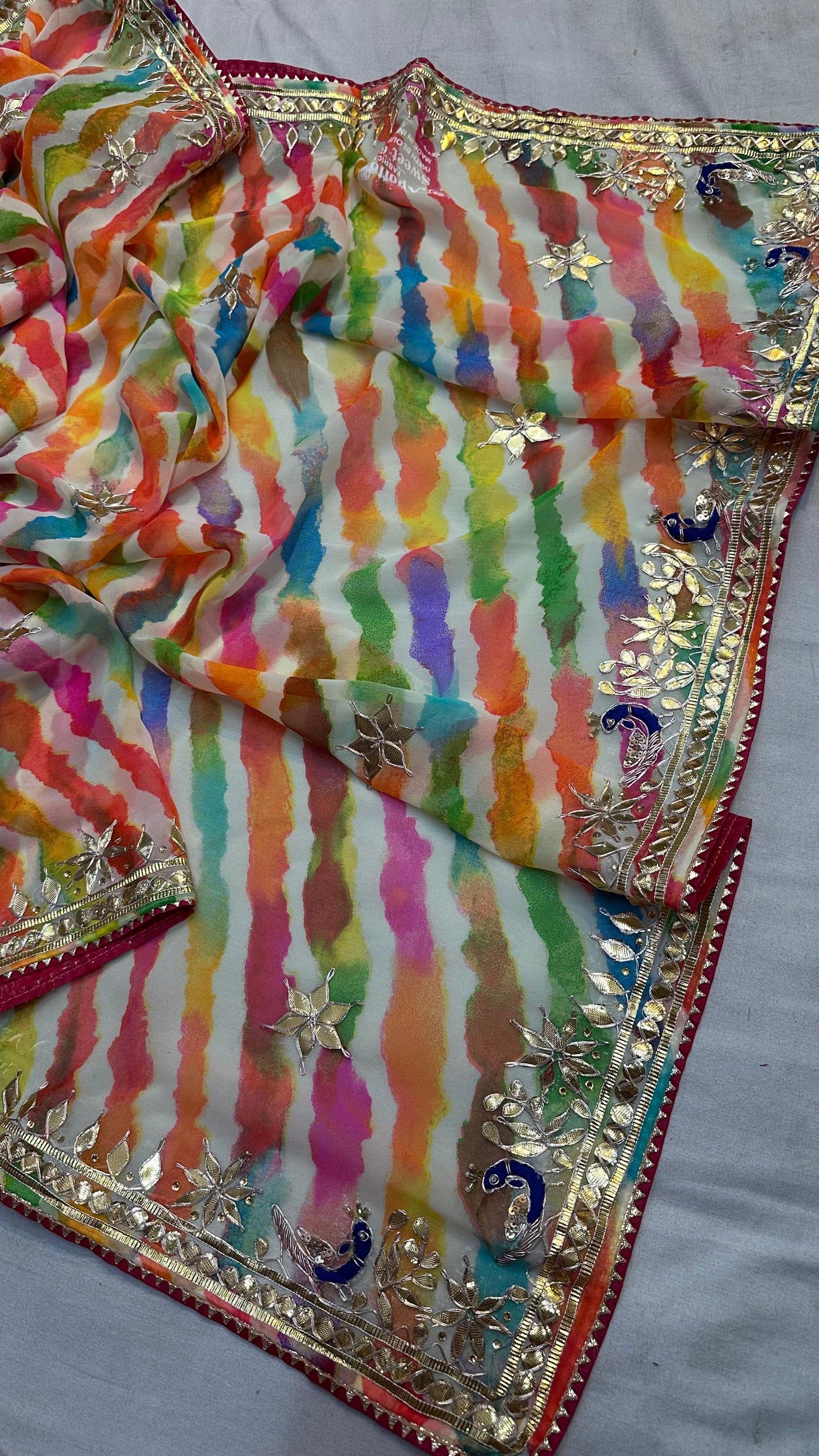 Kayatri New 60 Grm Georgette Leheriya Style Saree
