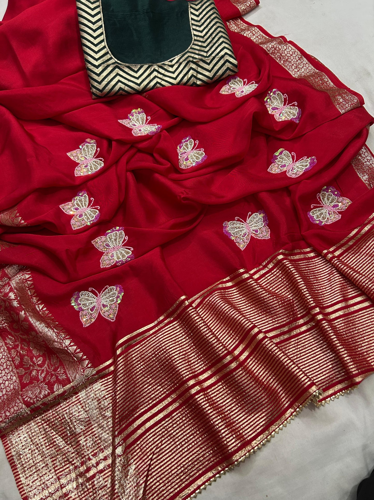 Kayatri New Rassian Silk Zari Handwork Saree