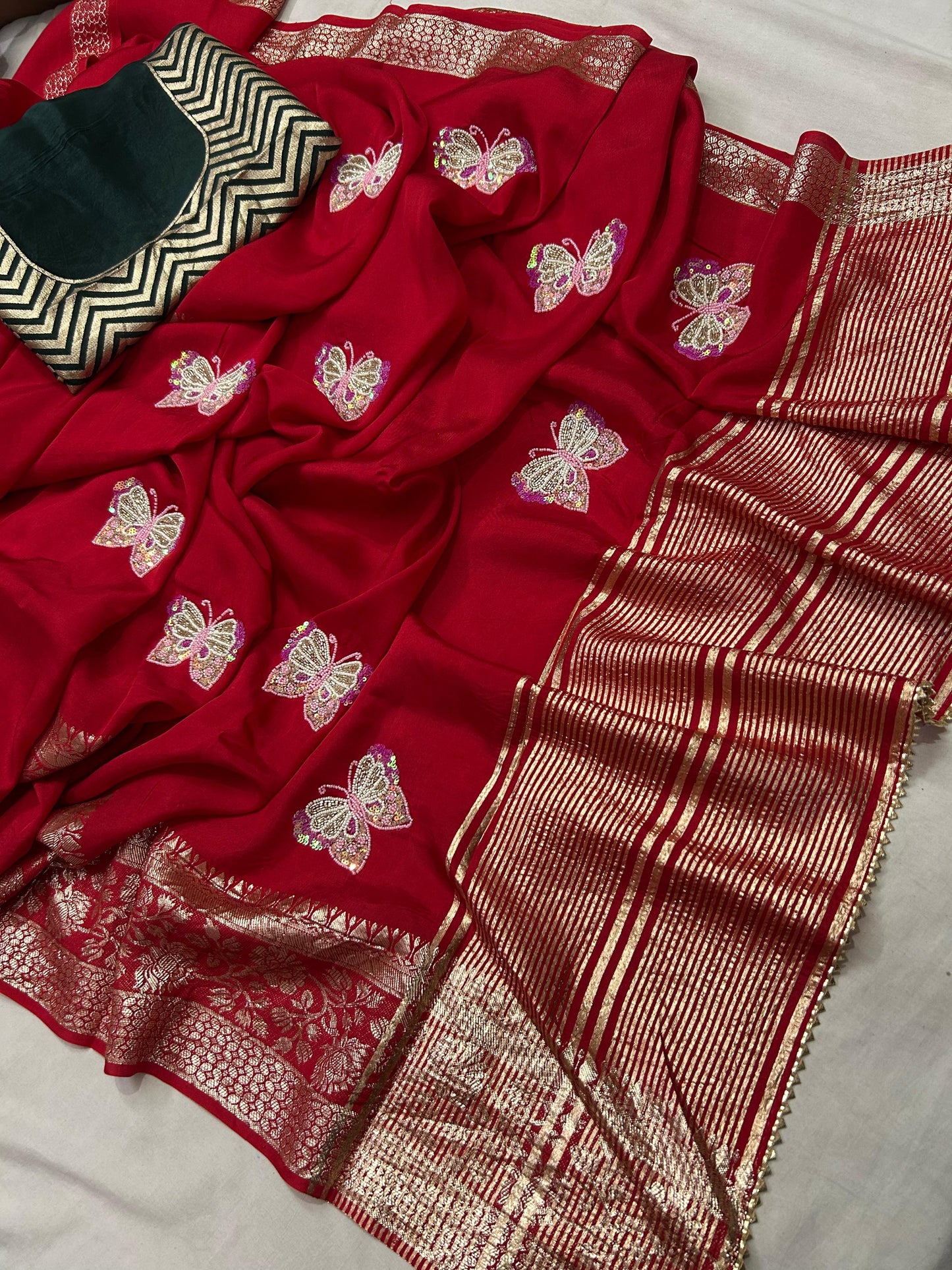 Kayatri New Rassian Silk Zari Handwork Saree