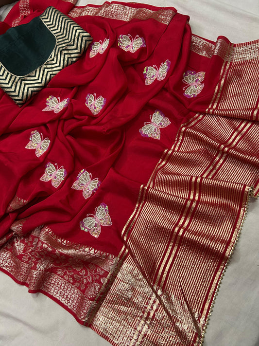 Kayatri New Rassian Silk Zari Handwork Saree