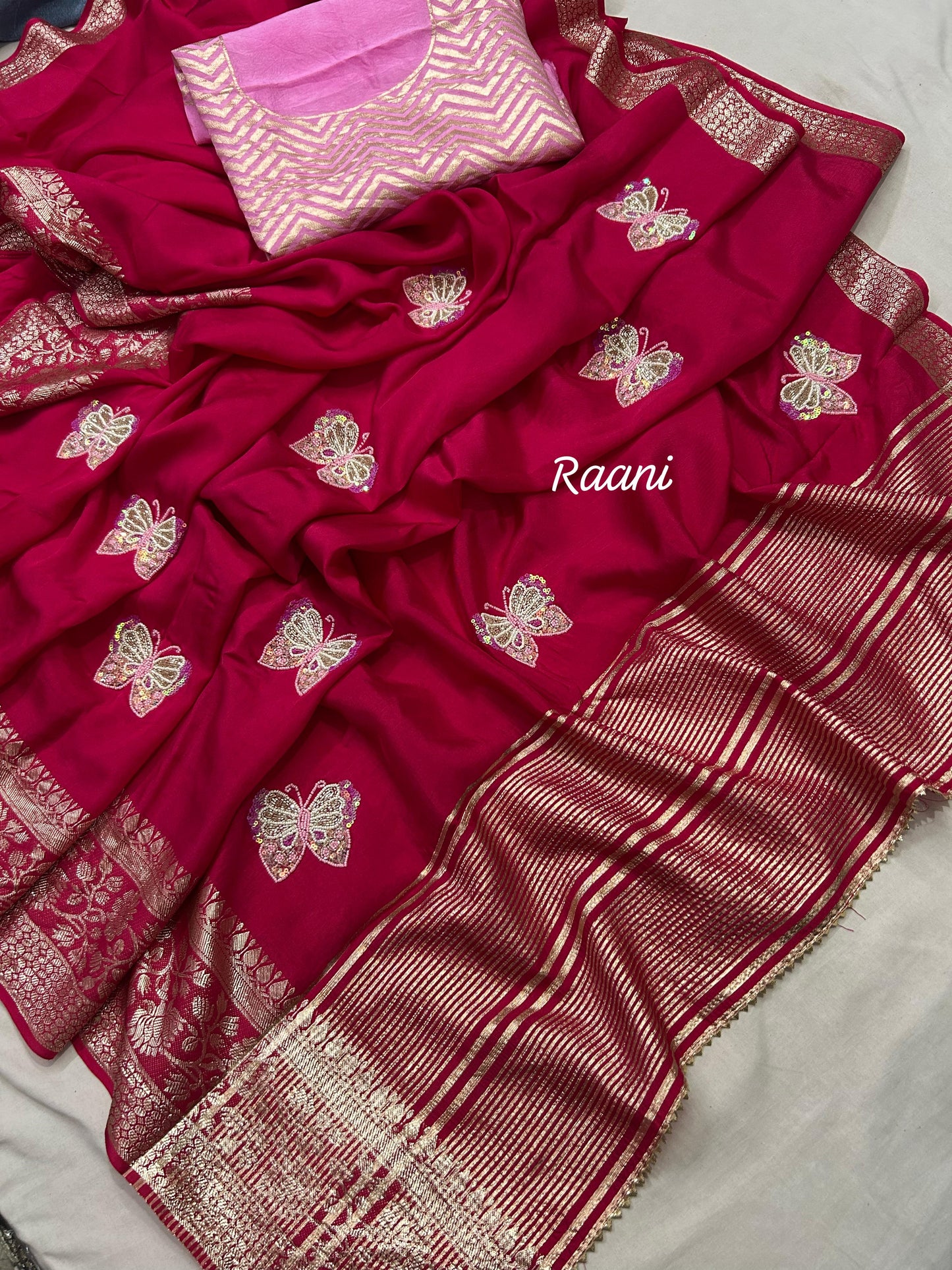 Kayatri New Rassian Silk Zari Handwork Saree