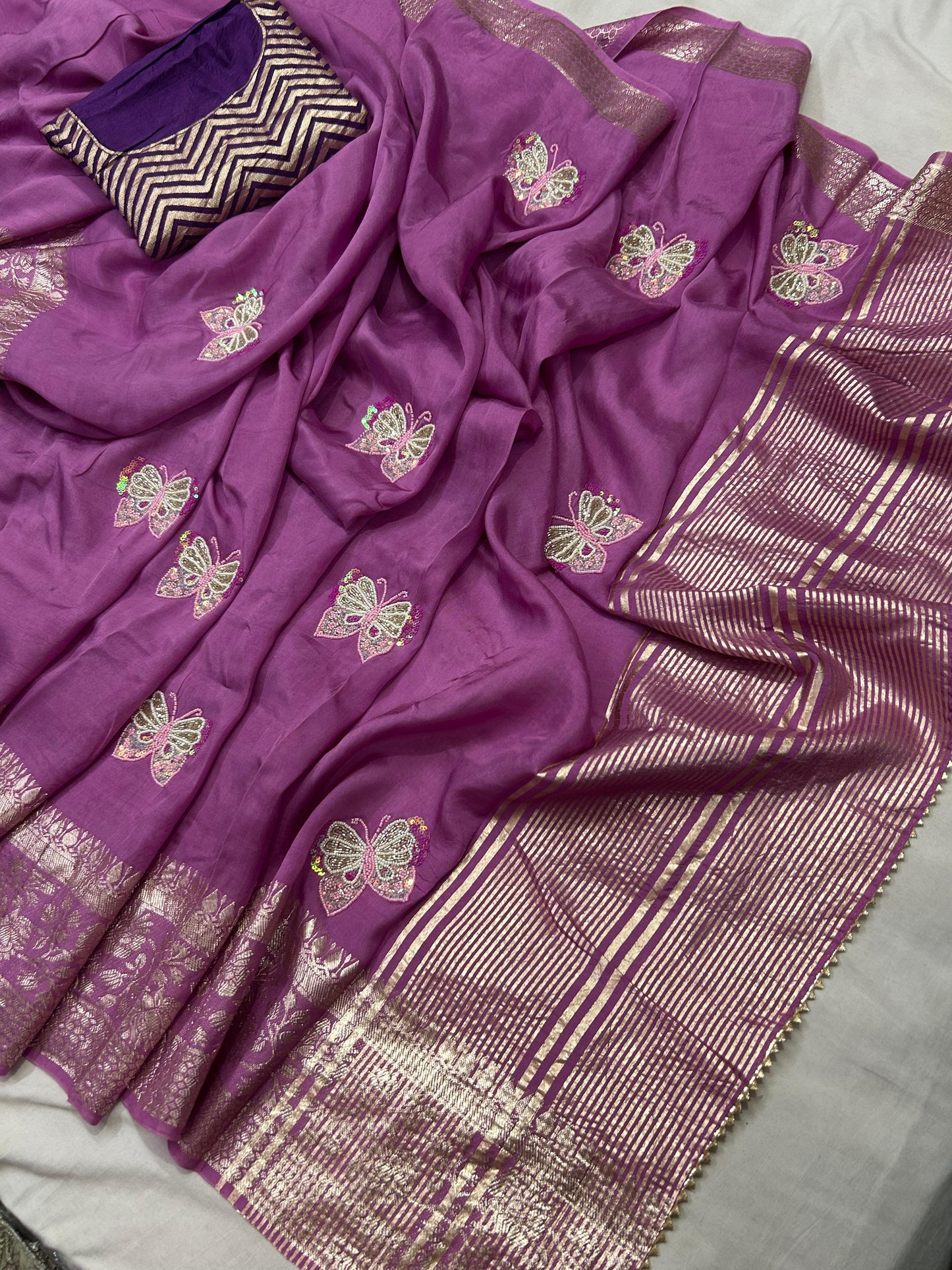Kayatri New Rassian Silk Zari Handwork Saree
