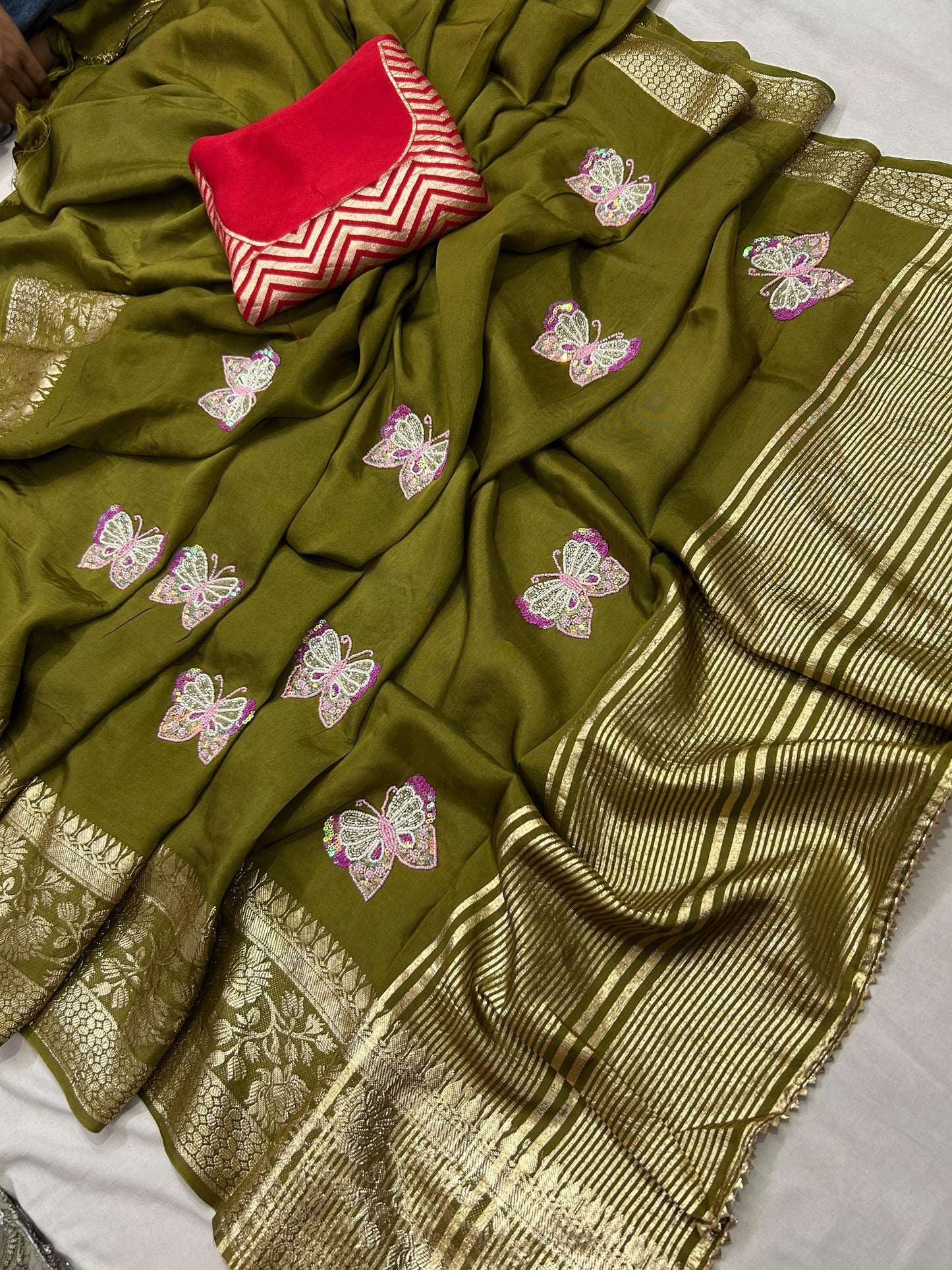 Kayatri New Rassian Silk Zari Handwork Saree