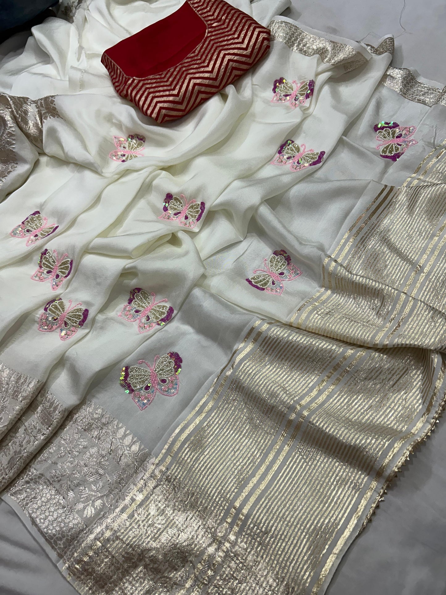 Kayatri New Rassian Silk Zari Handwork Saree