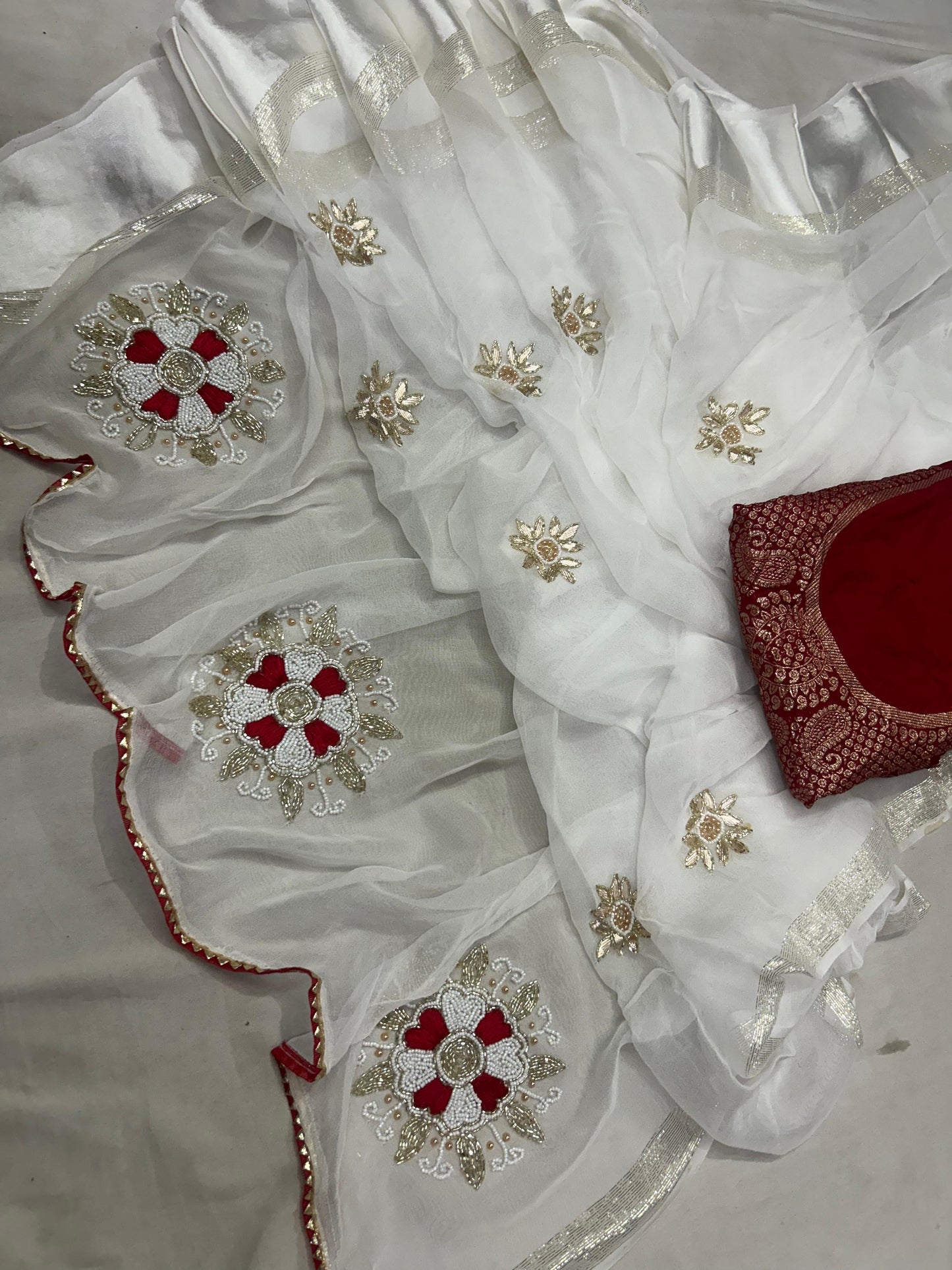 Kayatri New Pure Georgette Sattan Patta Handwork Saree