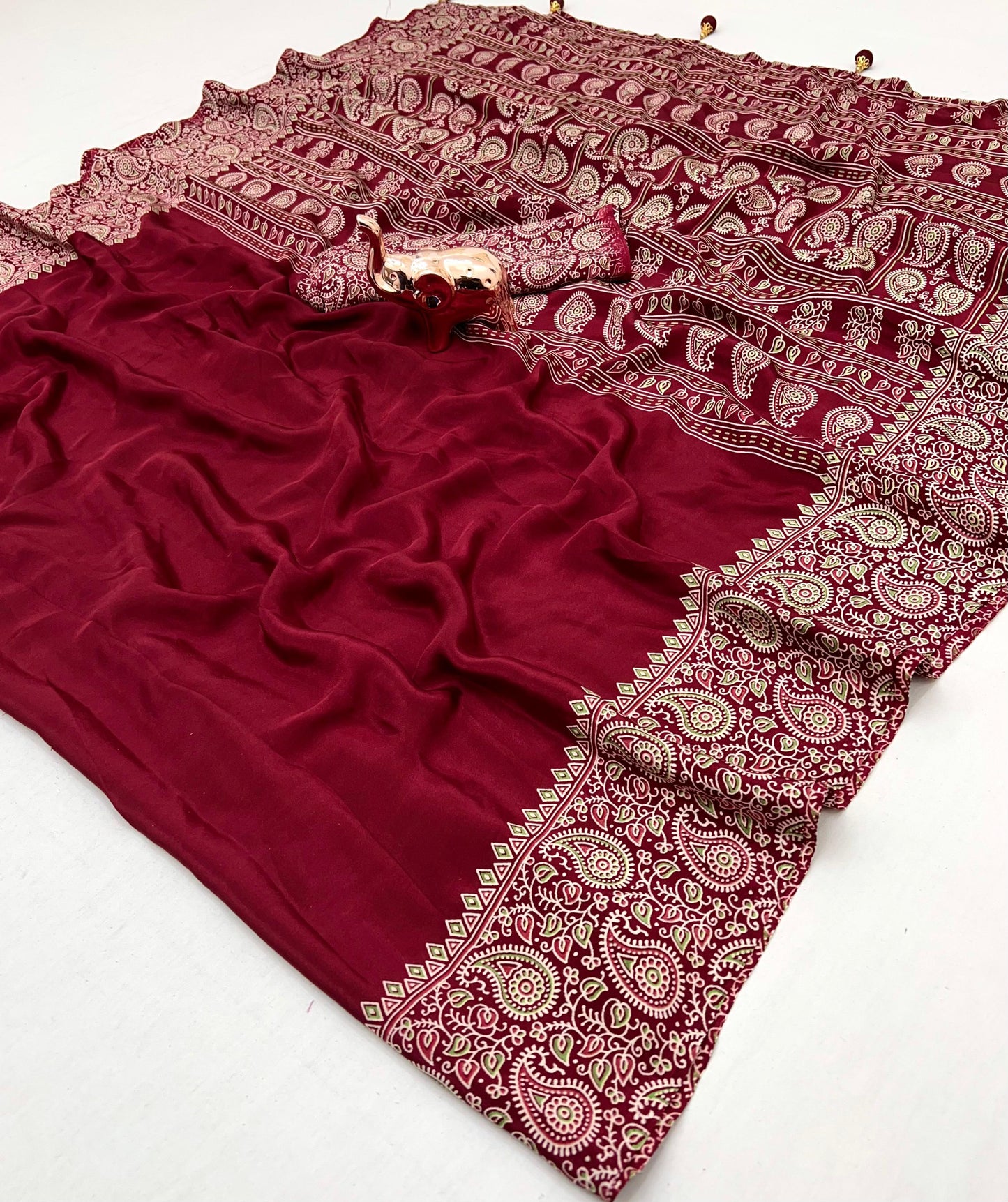 Kayatri New Pure Satin Ajrakh Printed Saree