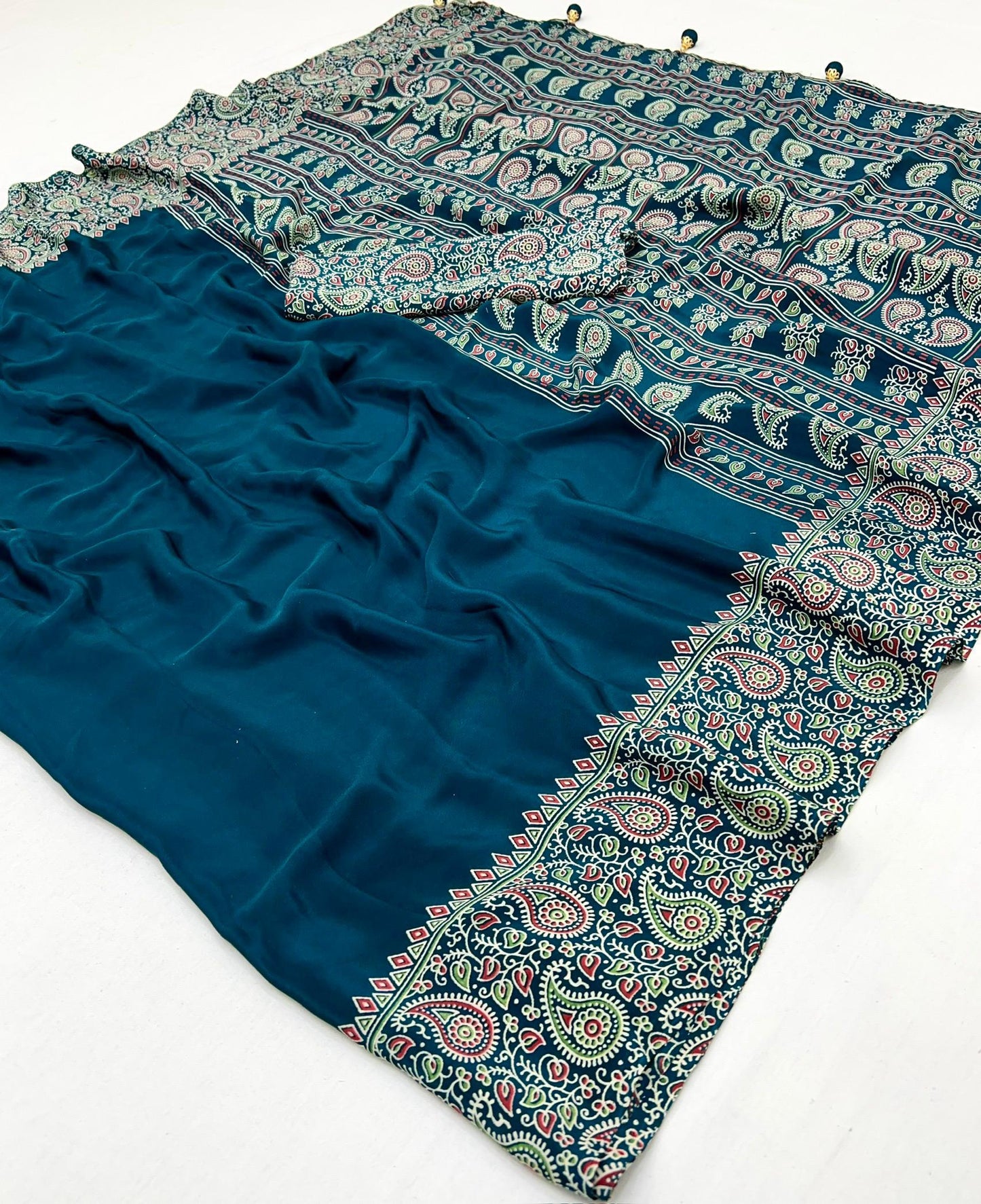 Kayatri New Pure Satin Ajrakh Printed Saree