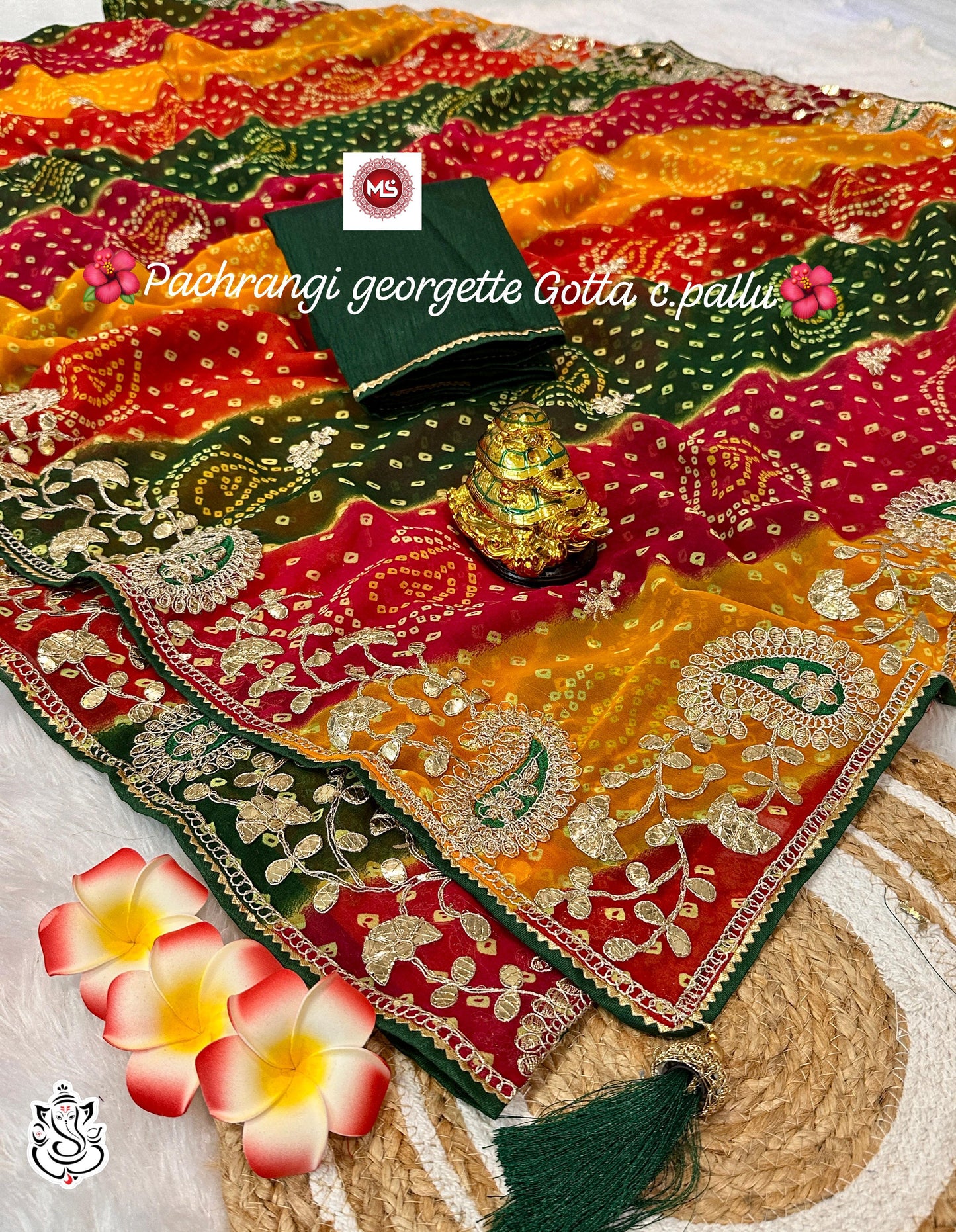 Kayatri New Blooming Pachrangi Georgette Gota Work Saree