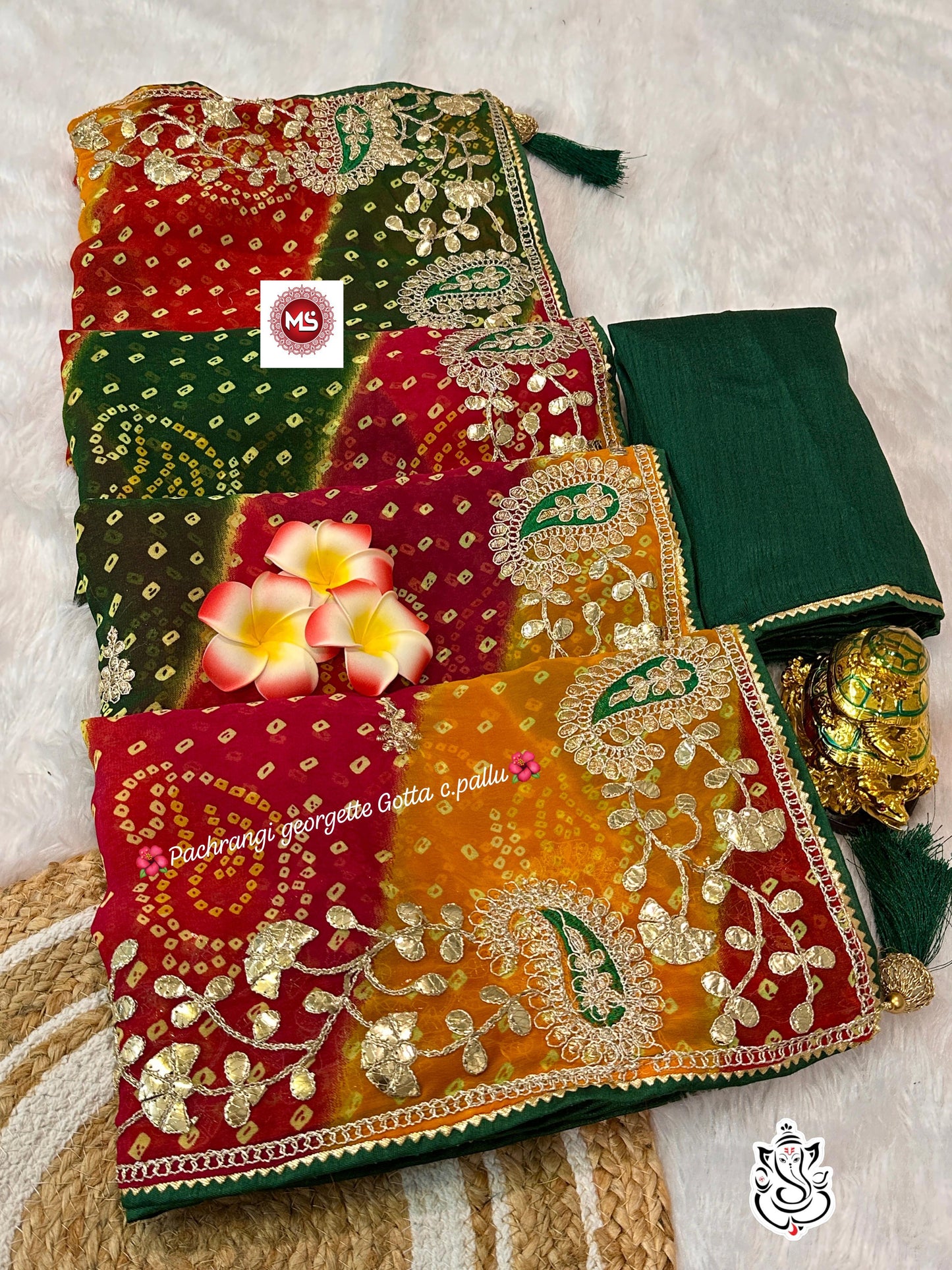 Kayatri New Blooming Pachrangi Georgette Gota Work Saree