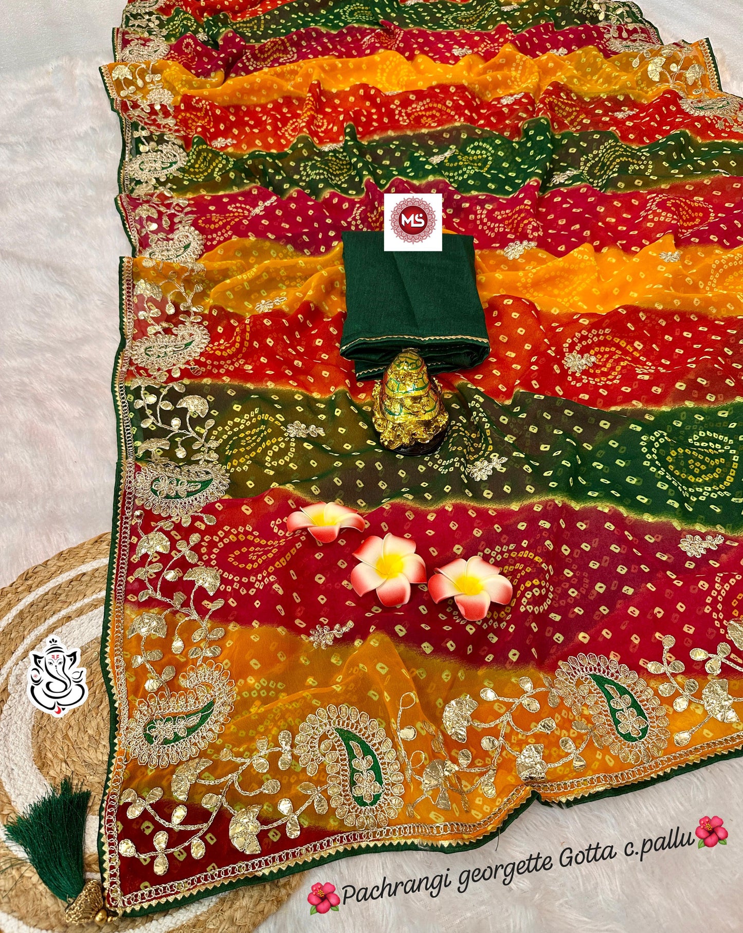 Kayatri New Blooming Pachrangi Georgette Gota Work Saree