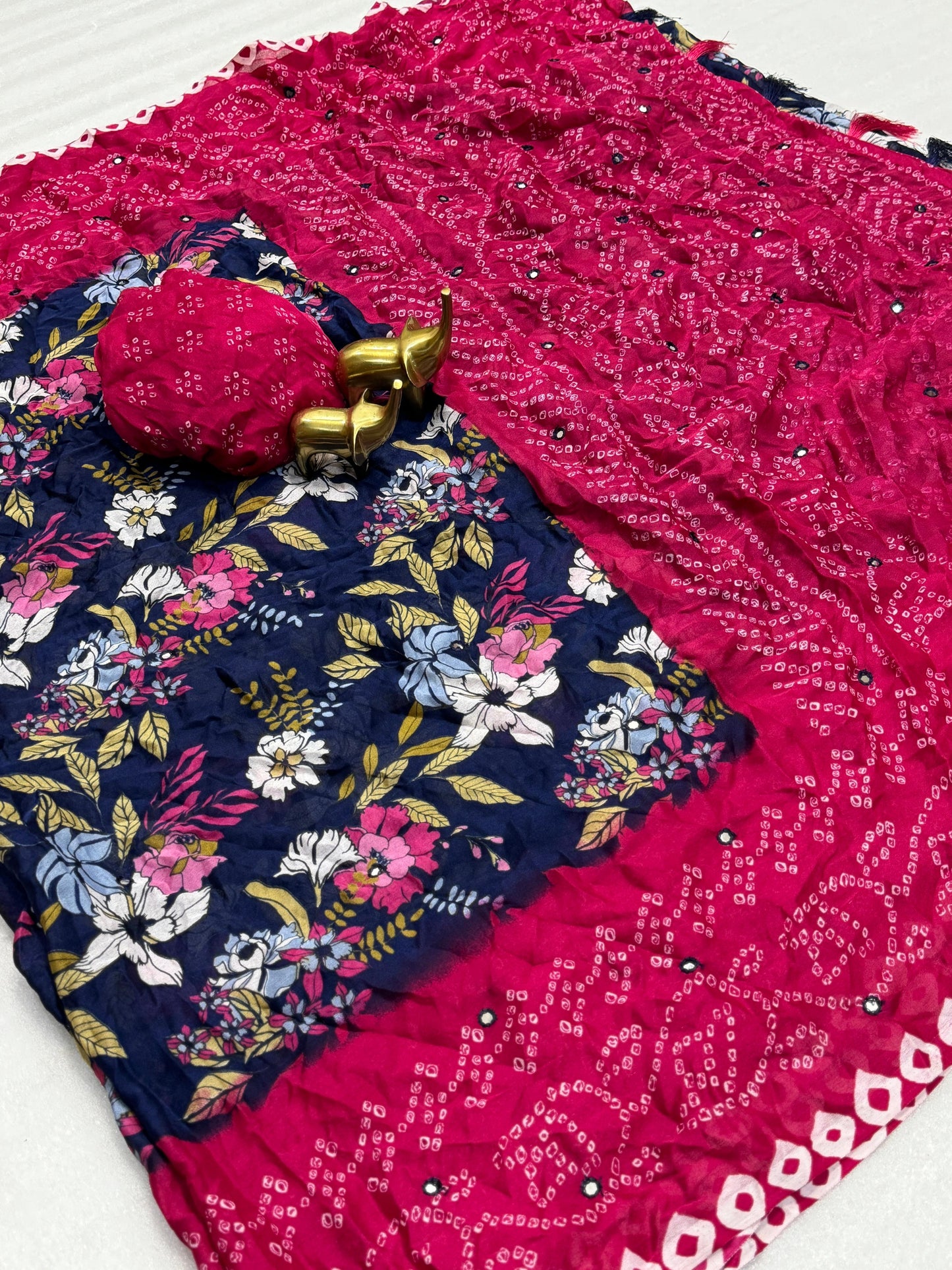 Kayatri New Flower With Bandhani Style Saree