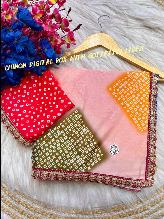 Kayatri New Soft Chinon Gotapatti Lace Saree