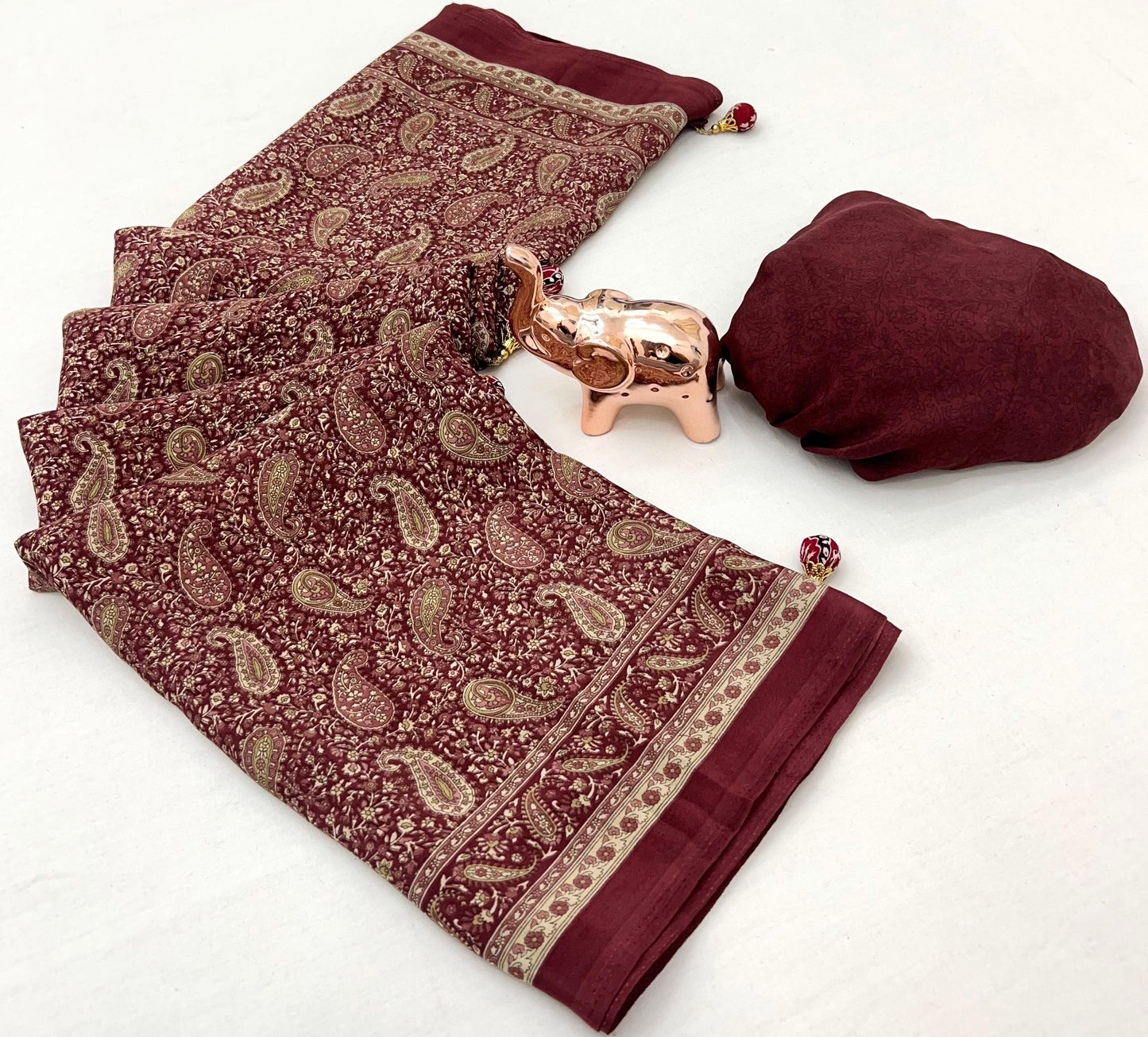 Kayatri New Pure Crape Satin Ajrakh Printed Saree