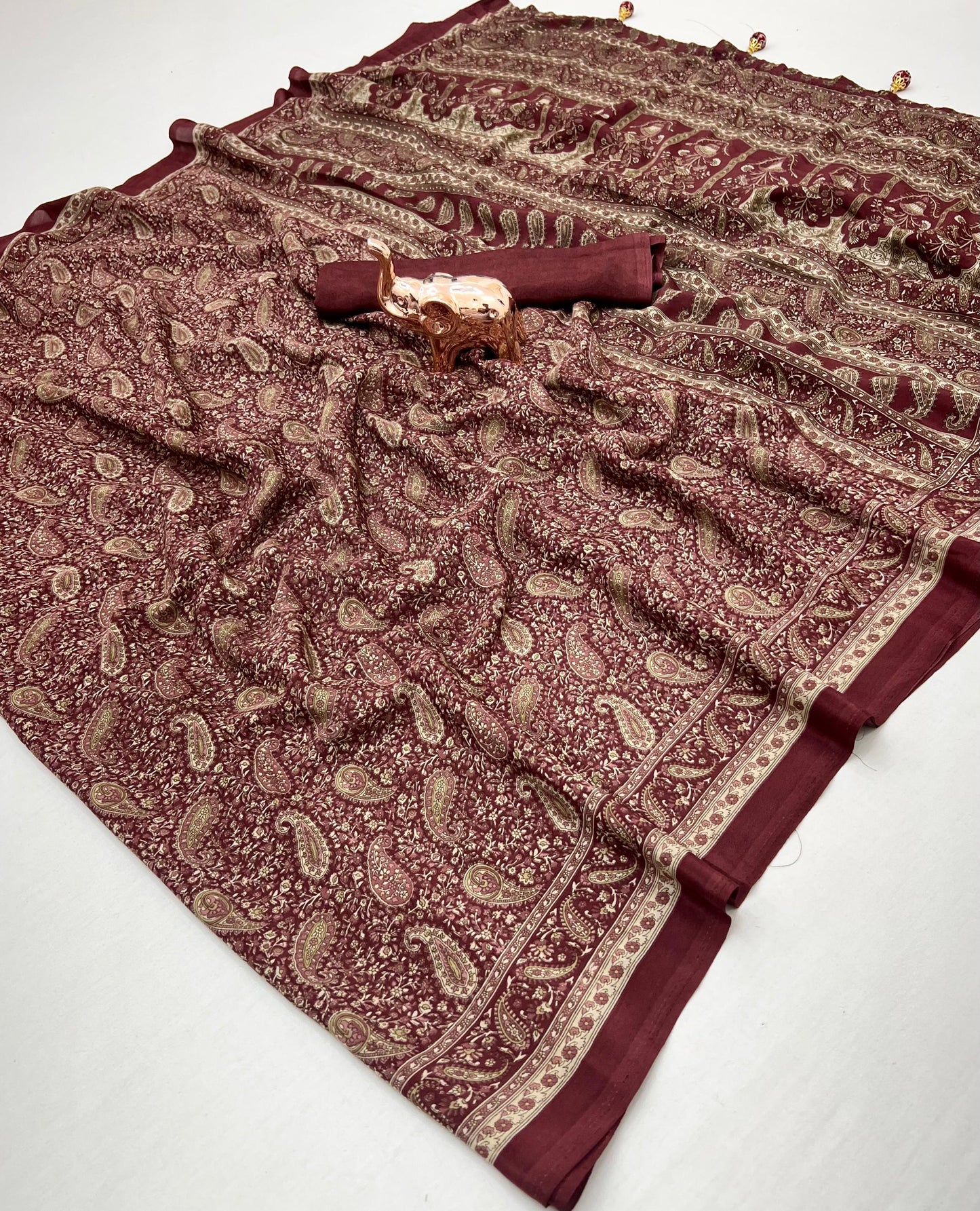 Kayatri New Pure Crape Satin Ajrakh Printed Saree