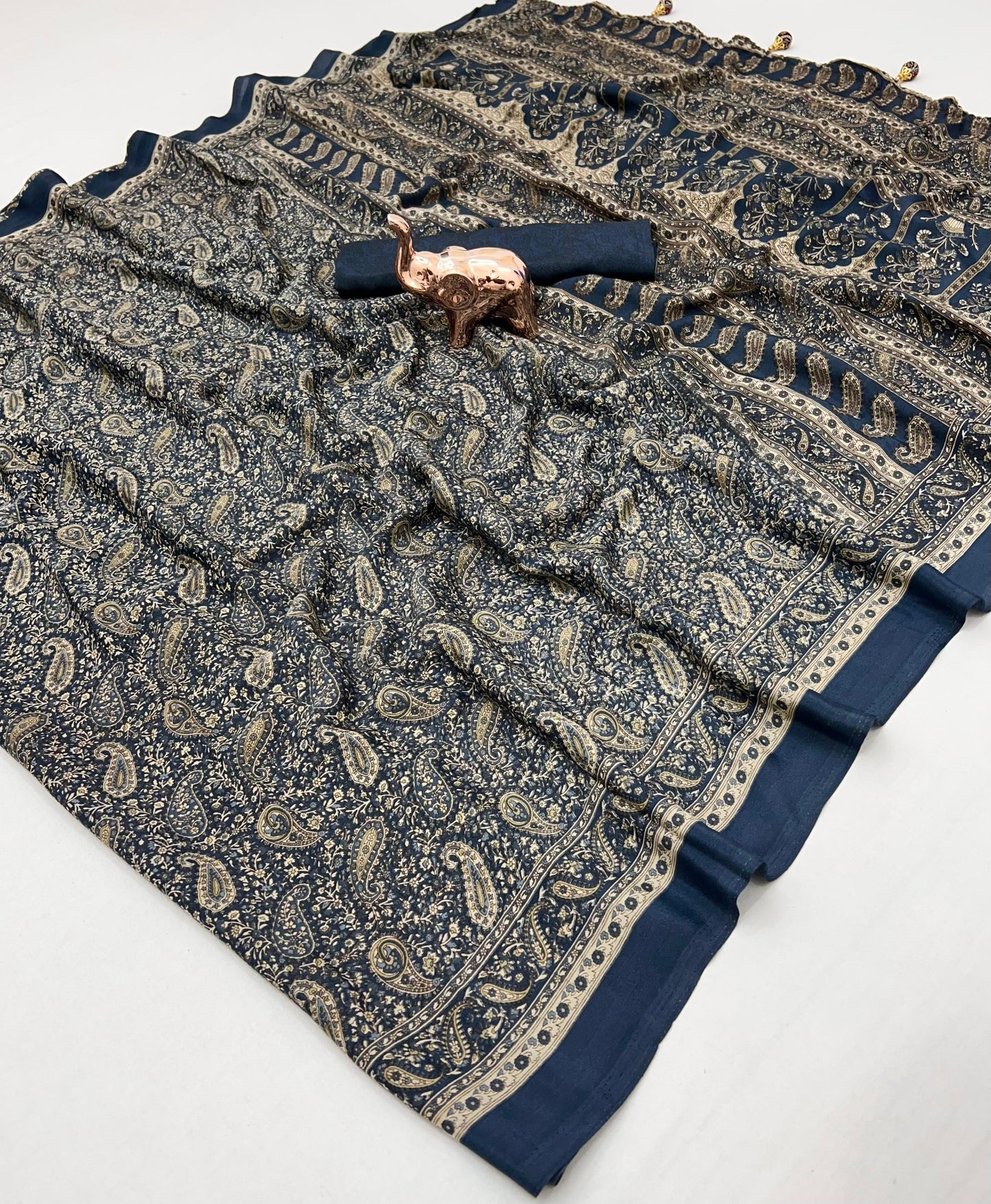 Kayatri New Pure Crape Satin Ajrakh Printed Saree