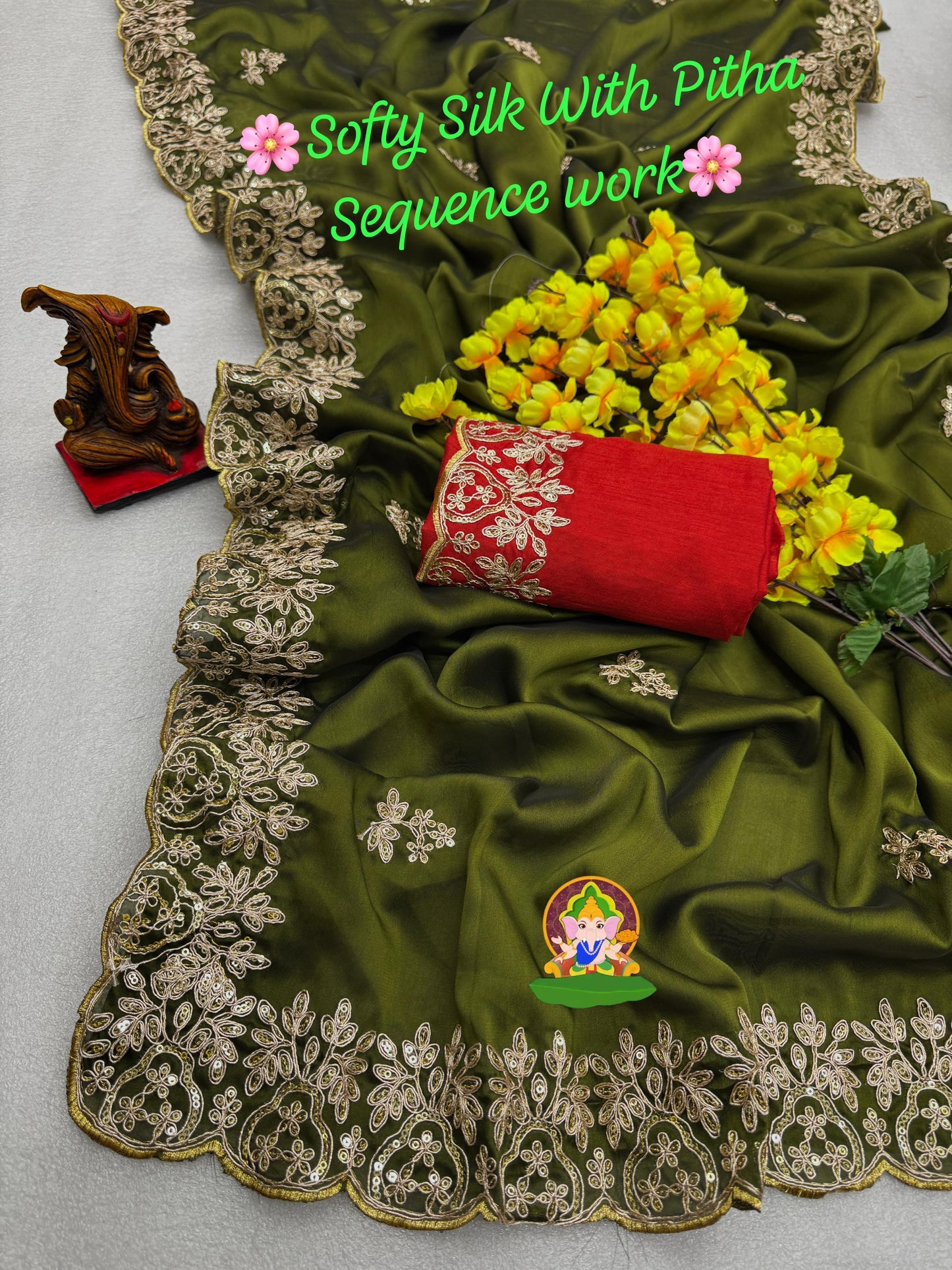 Kayatri New Softy Silk Designer Cutwork Border Saree