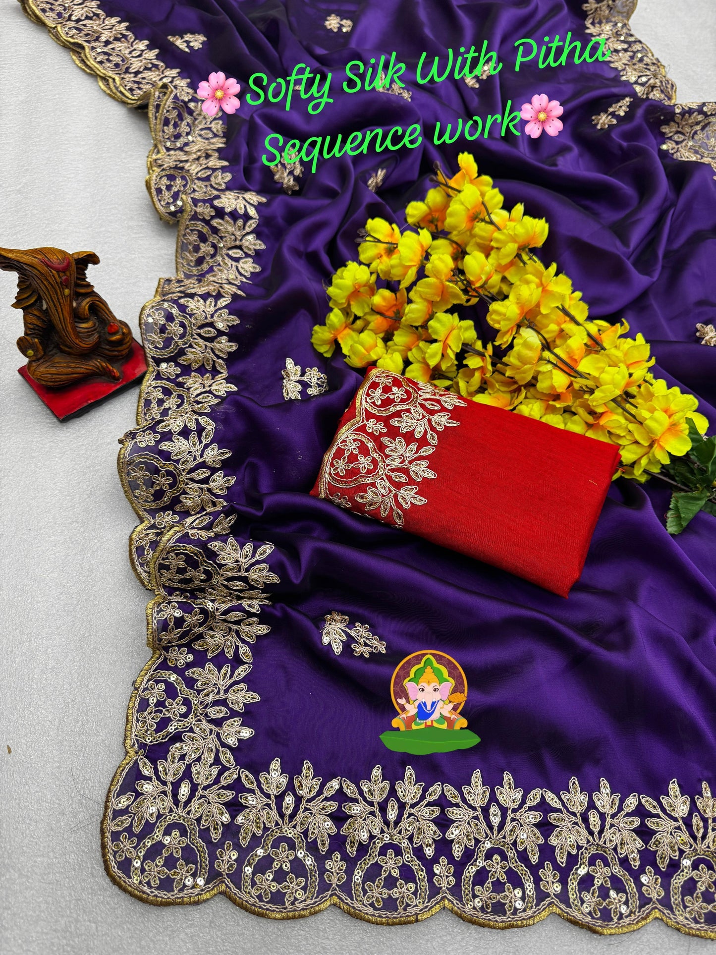 Kayatri New Softy Silk Designer Cutwork Border Saree