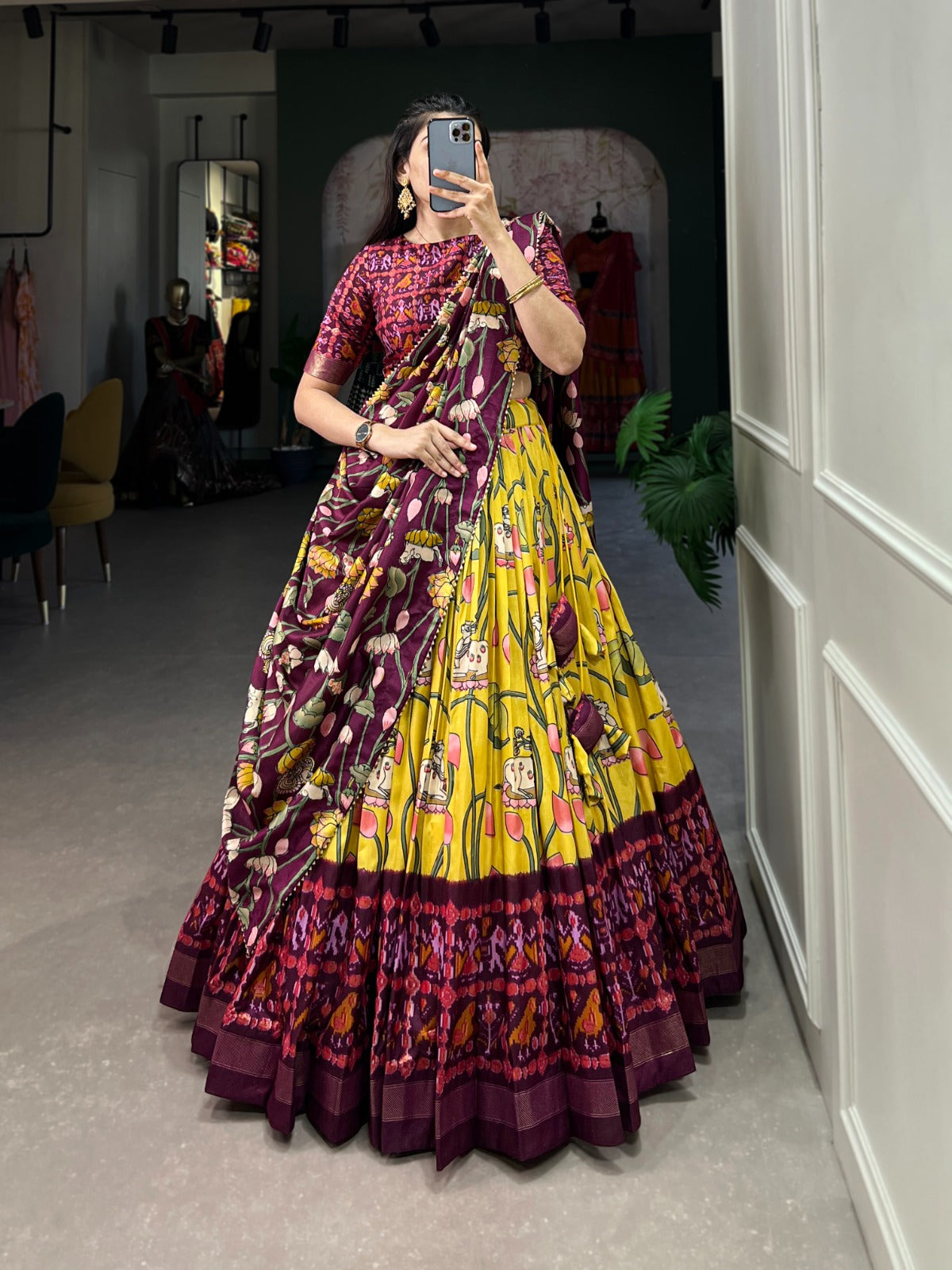 Kayatri New Tussar Silk Designer Zari Weaving Lehenga