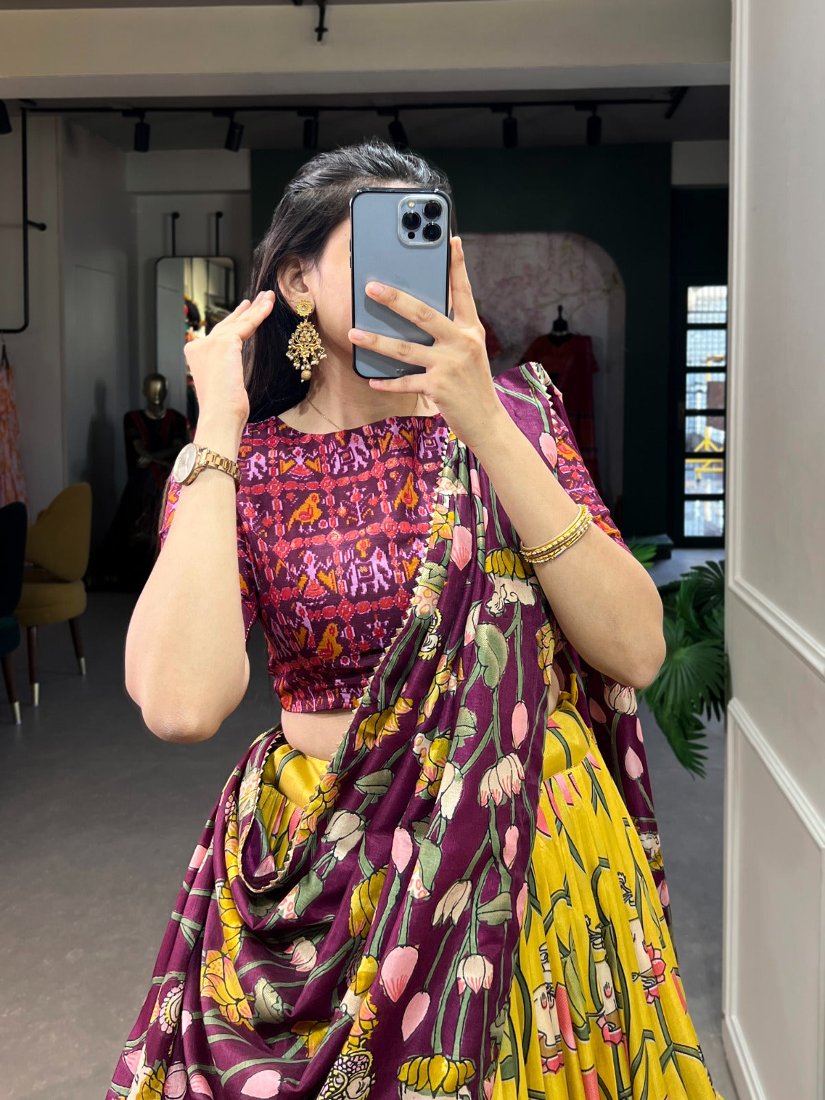 Kayatri New Tussar Silk Designer Zari Weaving Lehenga