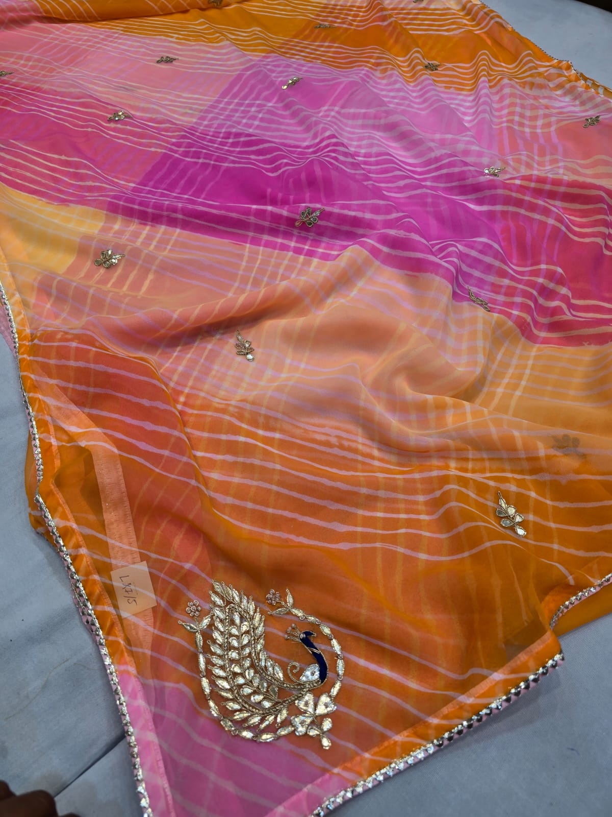Kayatri New Light Weight Chiffon Leheriya Style Saree