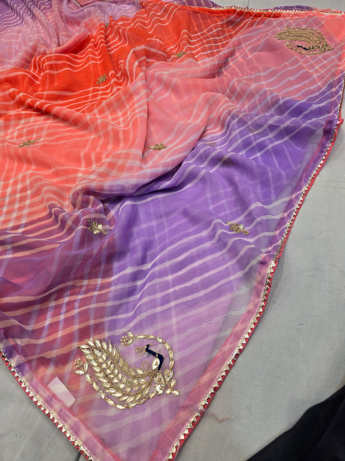 Kayatri New Light Weight Chiffon Leheriya Style Saree