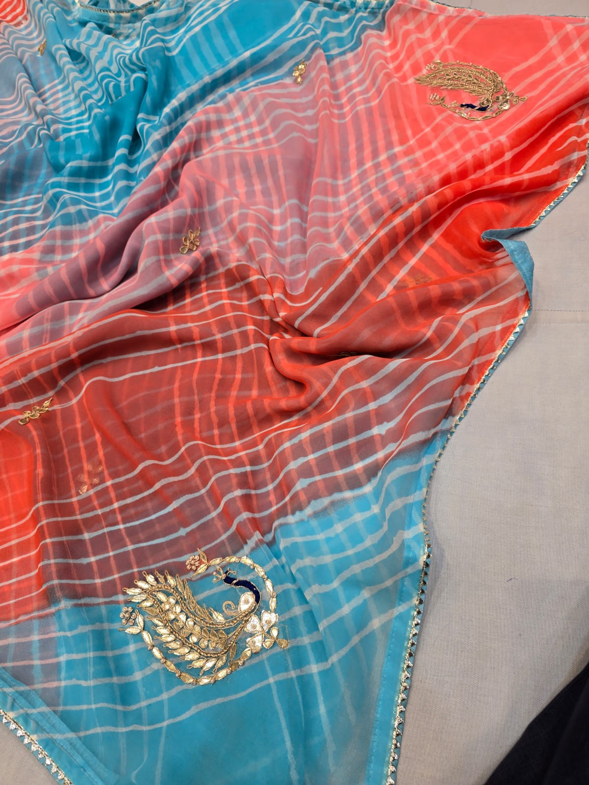 Kayatri New Light Weight Chiffon Leheriya Style Saree
