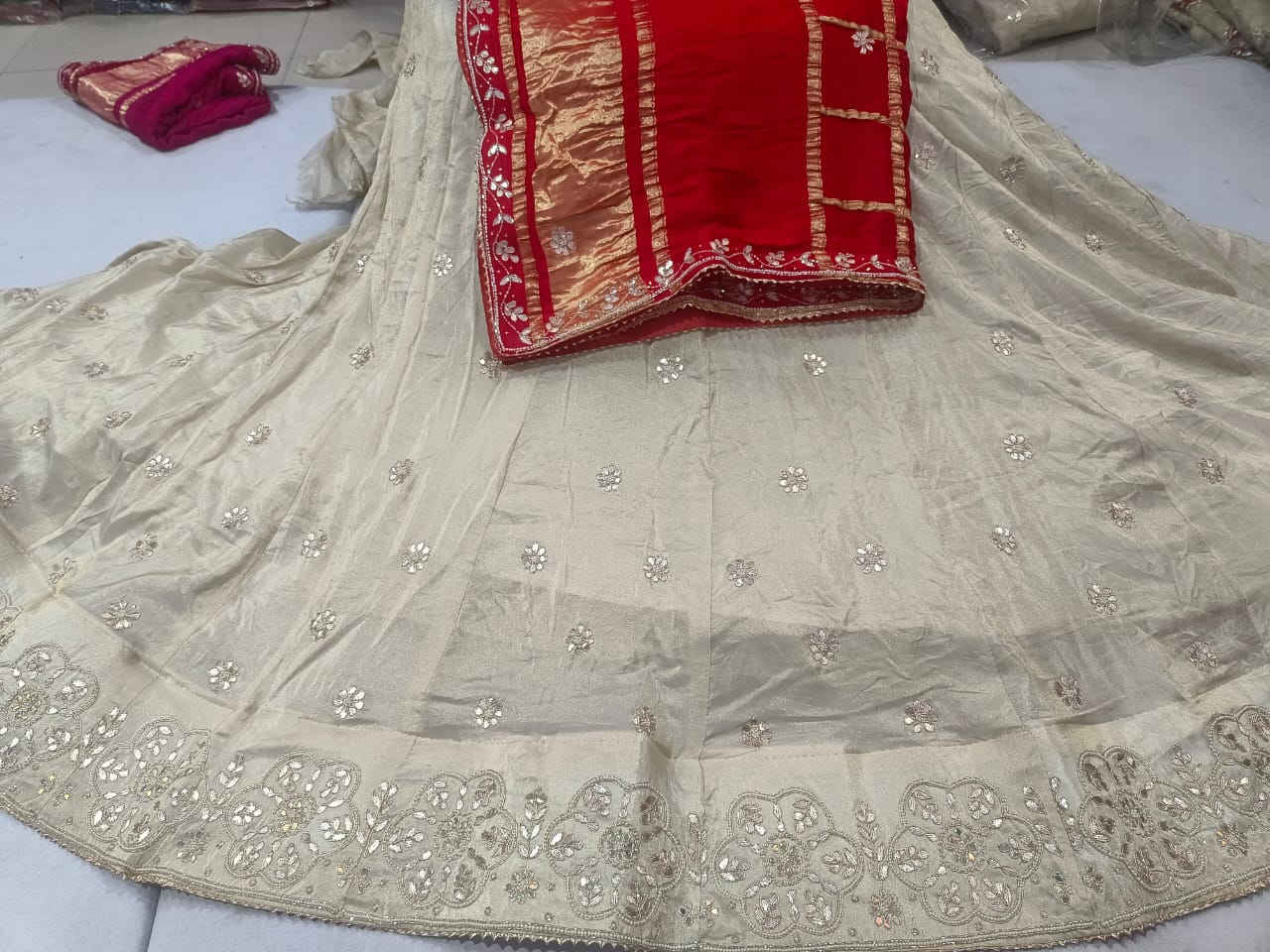 Kayatri New Designer Pure Tissue Silk Gotapatti Work Lehenga