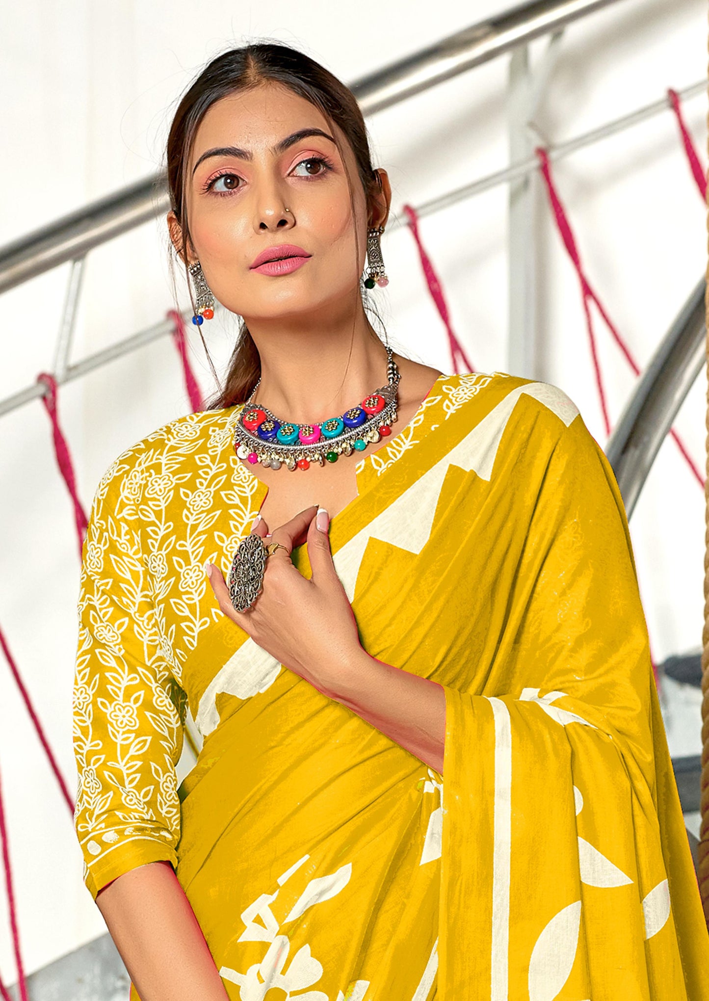 Kayatri New Soft Pure Cotton Fancy Block Print Saree