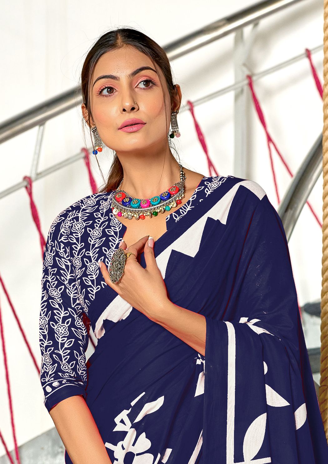 Kayatri New Soft Pure Cotton Fancy Block Print Saree