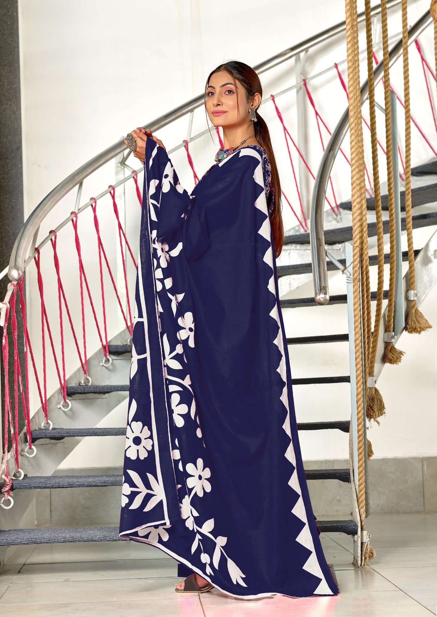 Kayatri New Soft Pure Cotton Fancy Block Print Saree