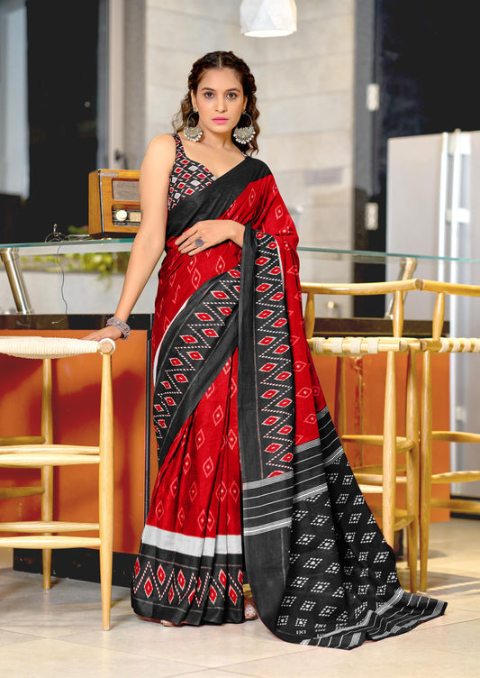 Kayatri New Hand Block Print Mulmul Cotton Saree