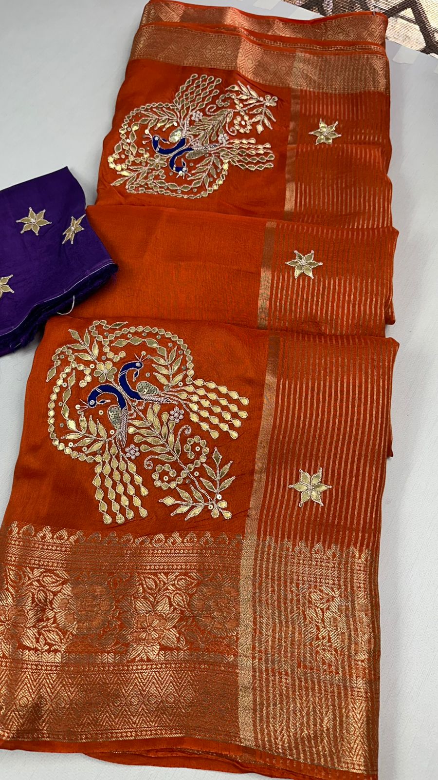 Kayatri New Pure Moonga Silk Hand Gotapatti Work Saree
