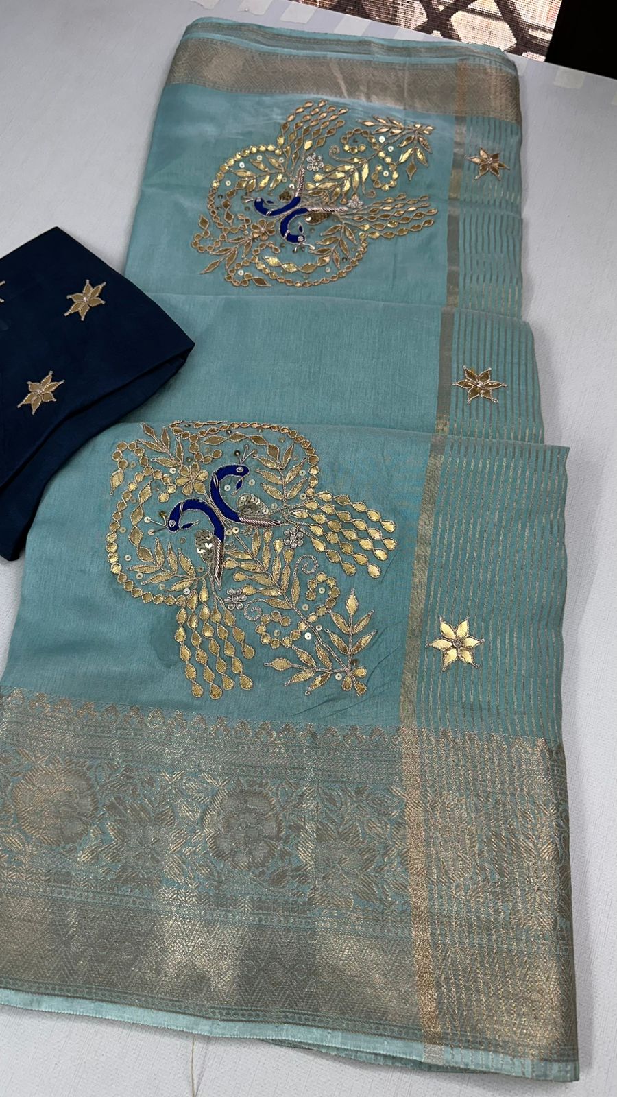 Kayatri New Pure Moonga Silk Hand Gotapatti Work Saree
