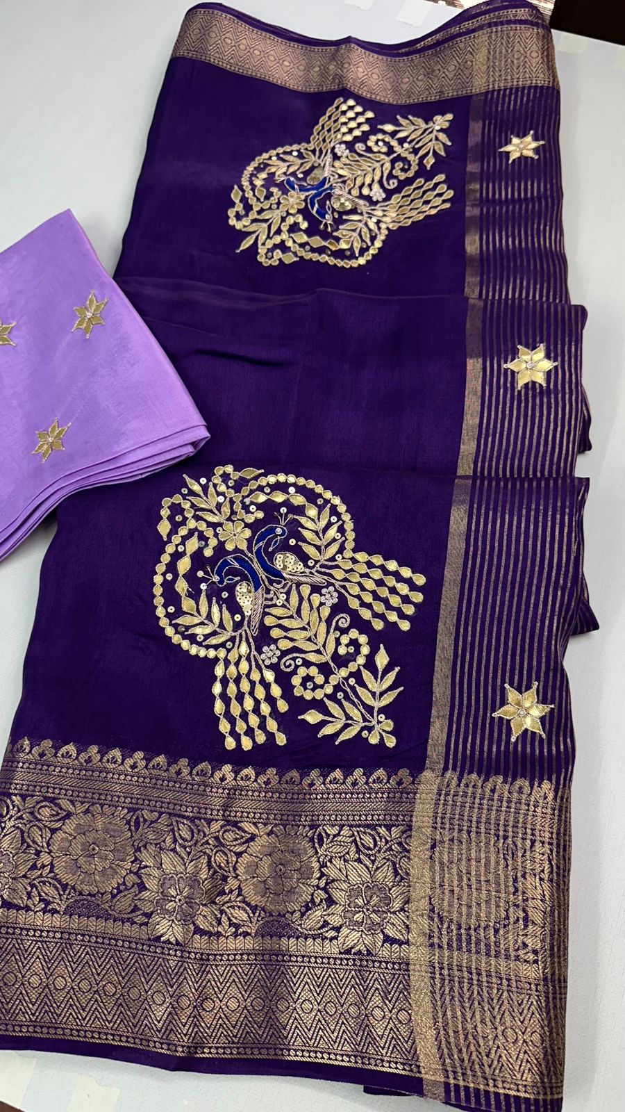 Kayatri New Pure Moonga Silk Hand Gotapatti Work Saree