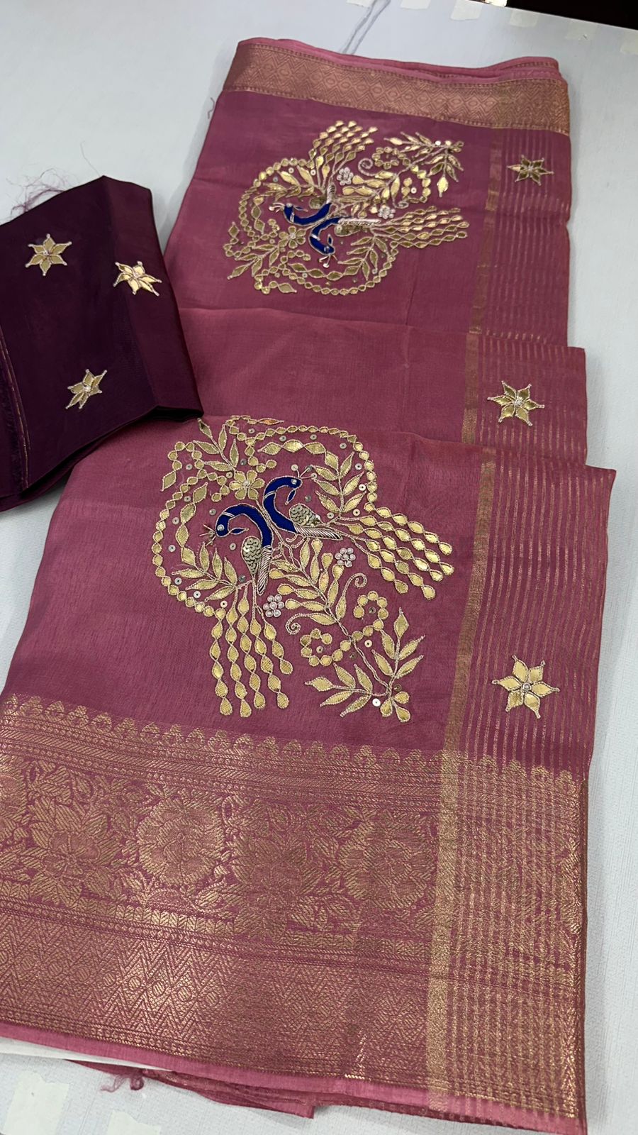 Kayatri New Pure Moonga Silk Hand Gotapatti Work Saree
