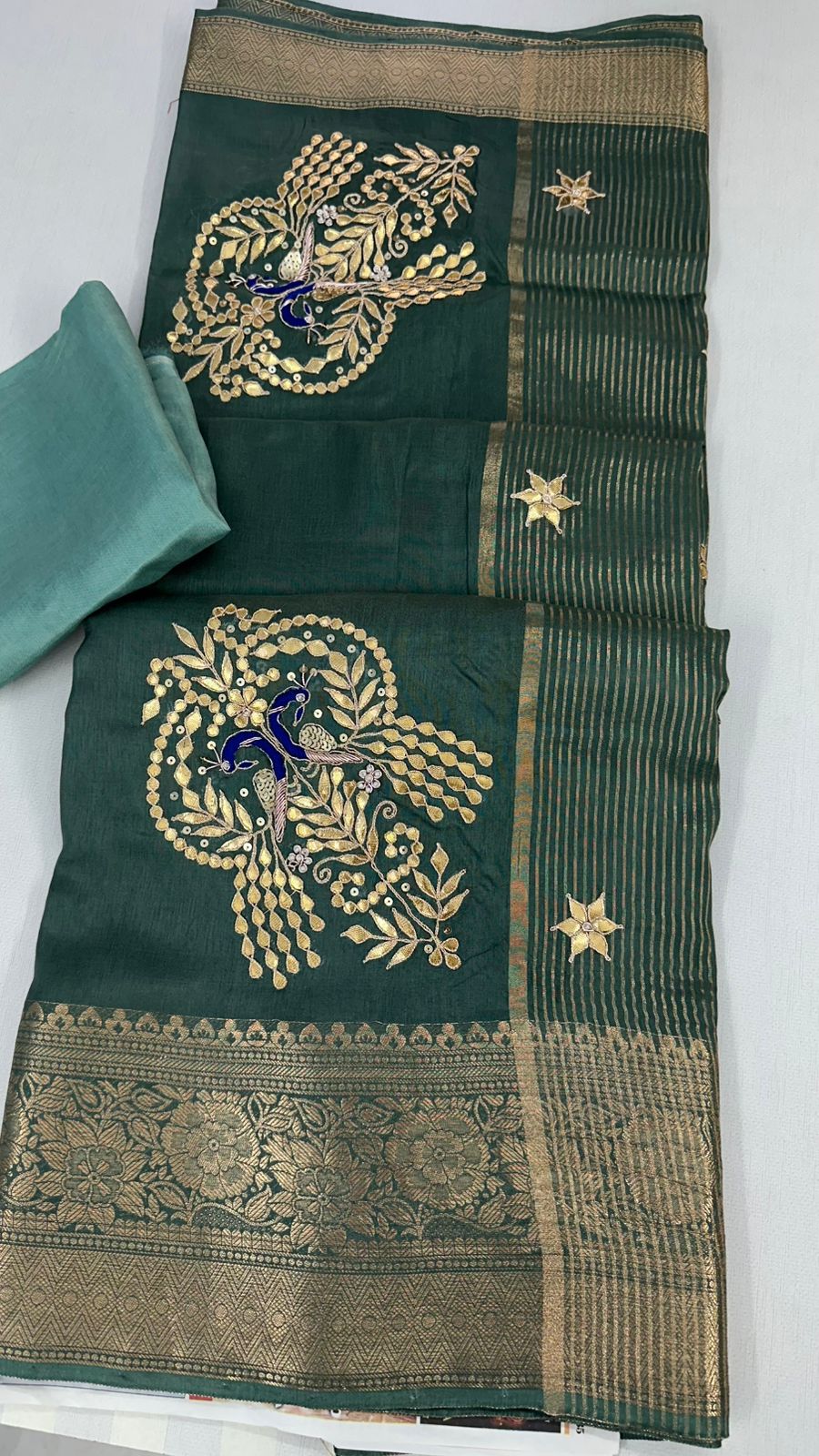 Kayatri New Pure Moonga Silk Hand Gotapatti Work Saree