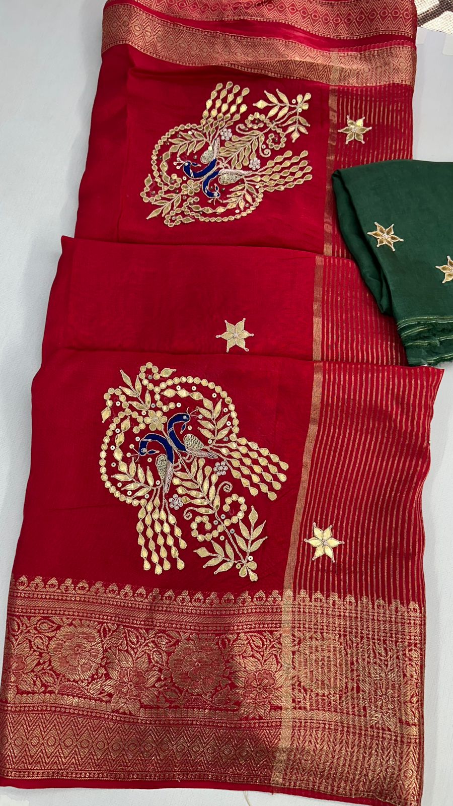Kayatri New Pure Moonga Silk Hand Gotapatti Work Saree