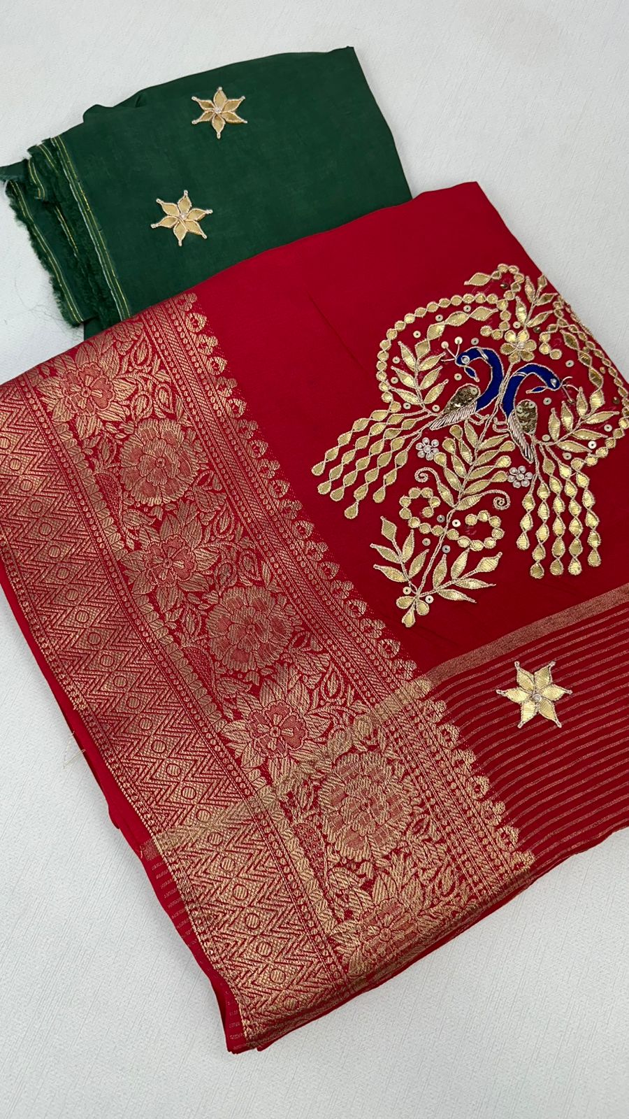 Kayatri New Pure Moonga Silk Hand Gotapatti Work Saree