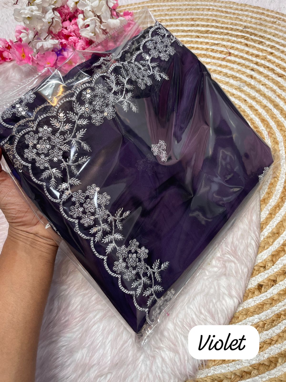 Kayatri New Blooming Rangoli Embroidery Sequence Zari Work Saree