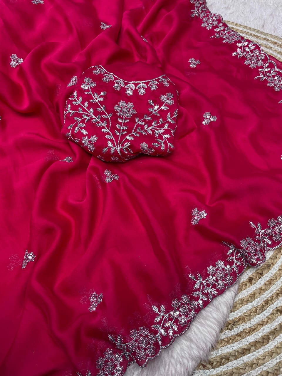 Kayatri New Blooming Rangoli Embroidery Sequence Zari Work Saree