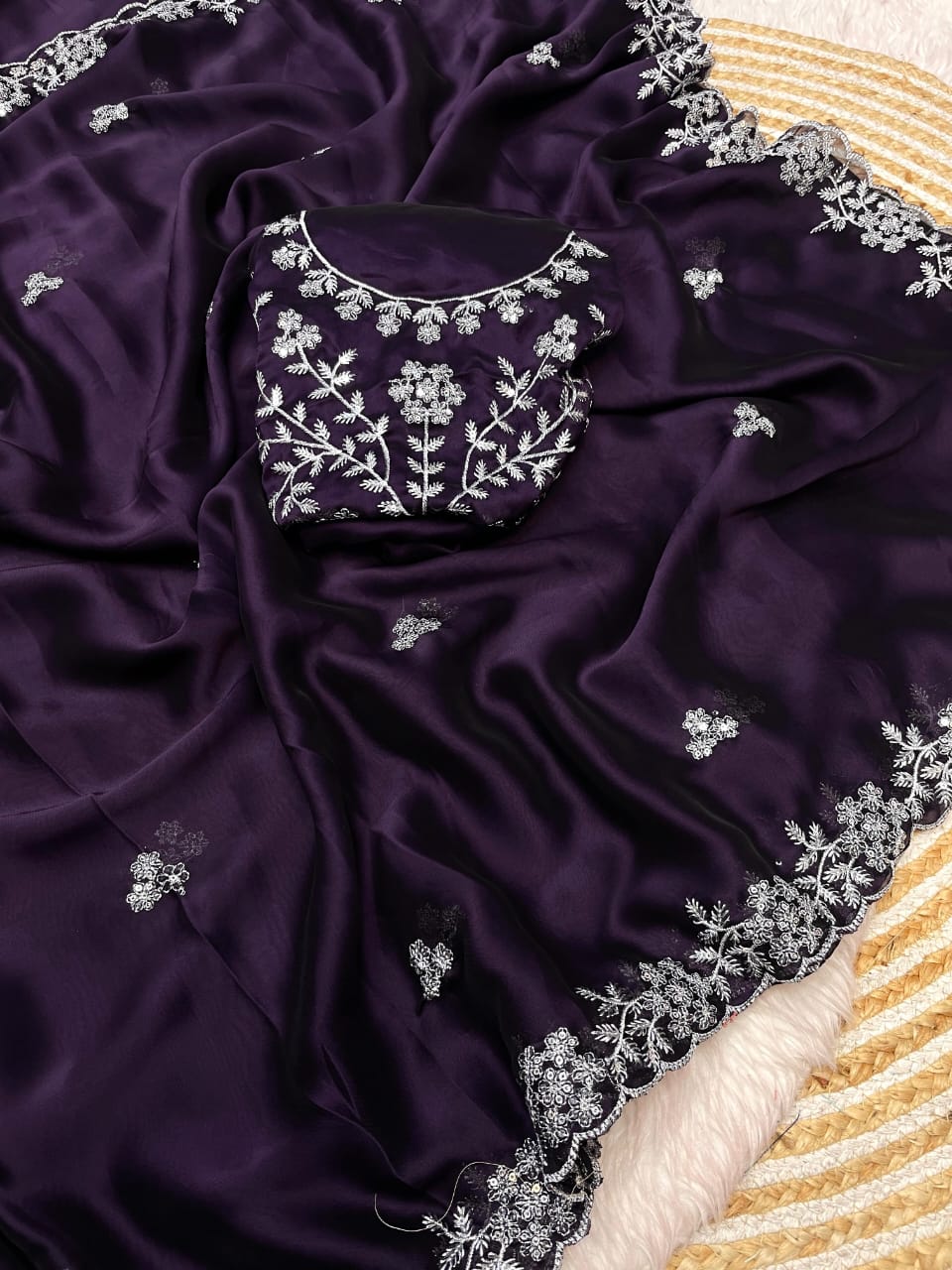 Kayatri New Blooming Rangoli Embroidery Sequence Zari Work Saree
