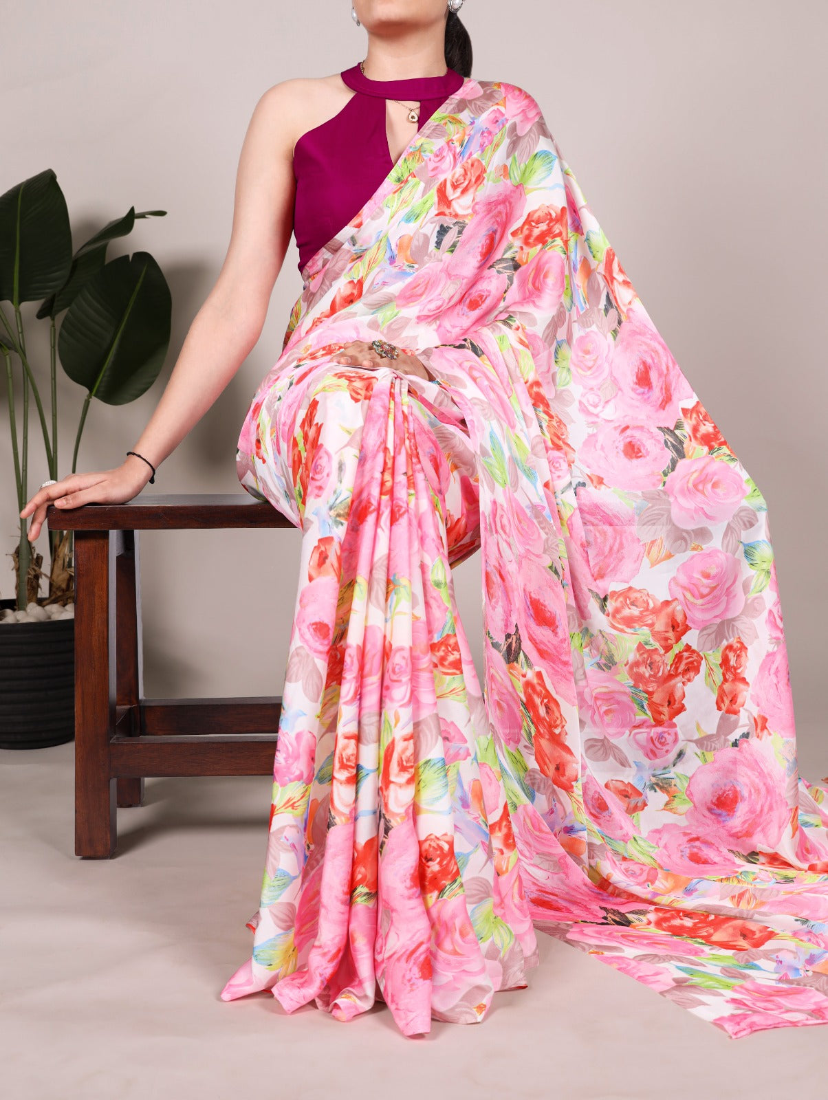 Kayatri New Dull Satin Moonga Silk Printed Saree