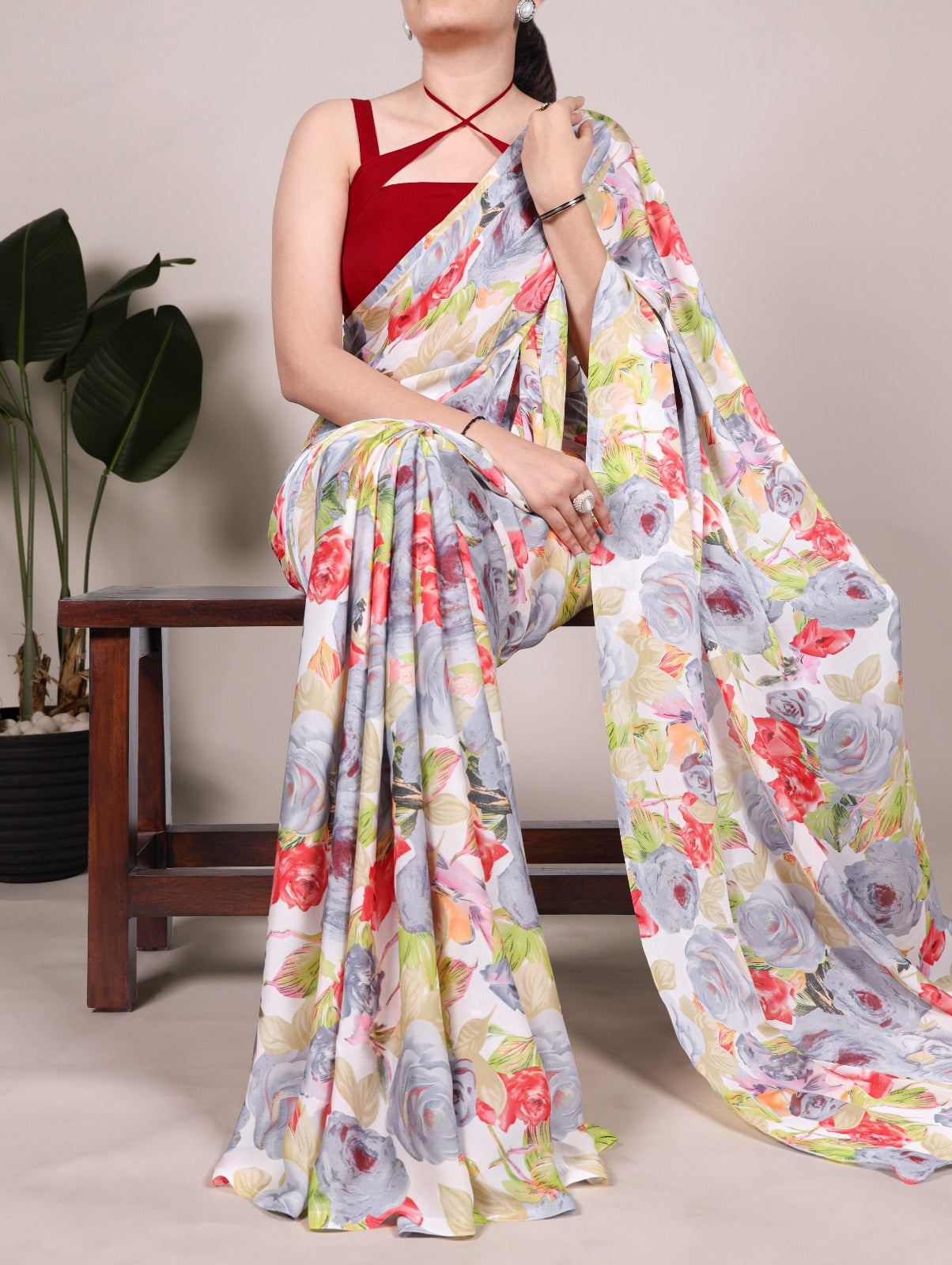 Kayatri New Dull Satin Moonga Silk Printed Saree