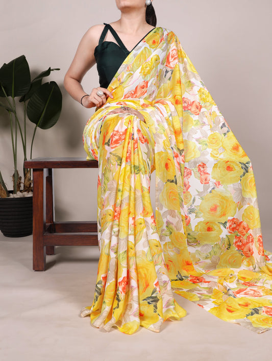 Kayatri New Dull Satin Moonga Silk Printed Saree