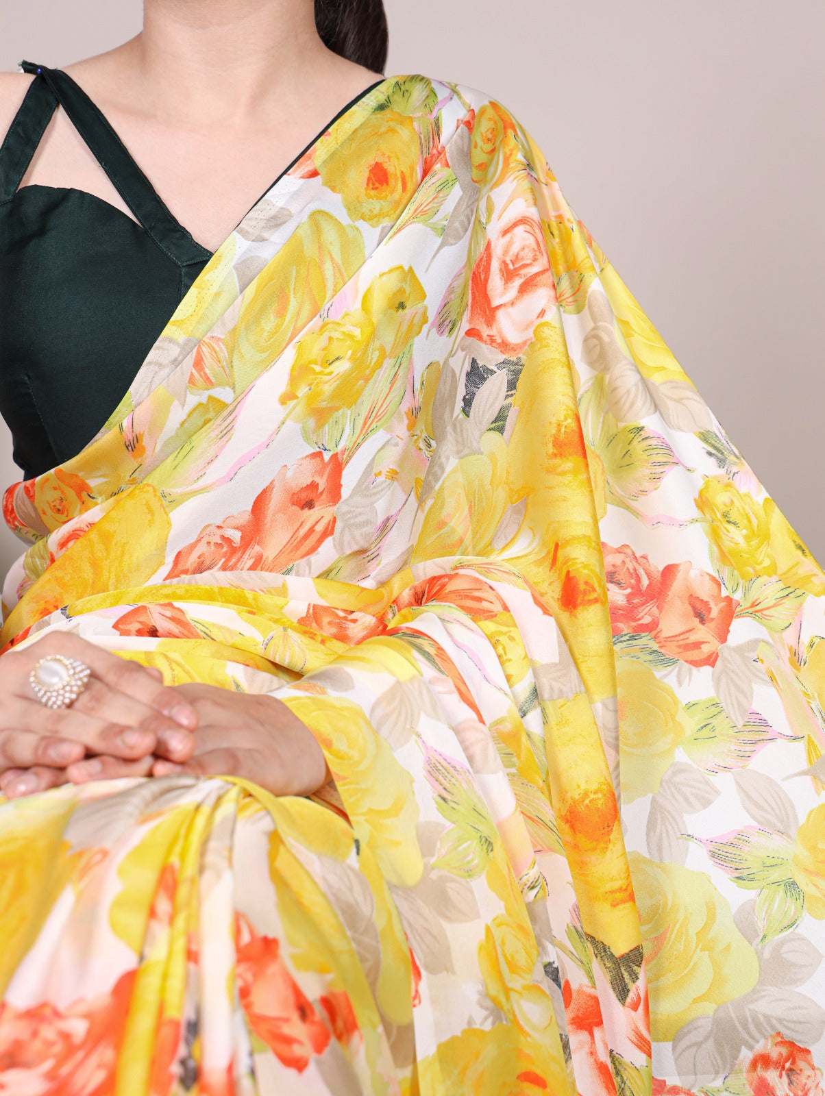 Kayatri New Dull Satin Moonga Silk Printed Saree
