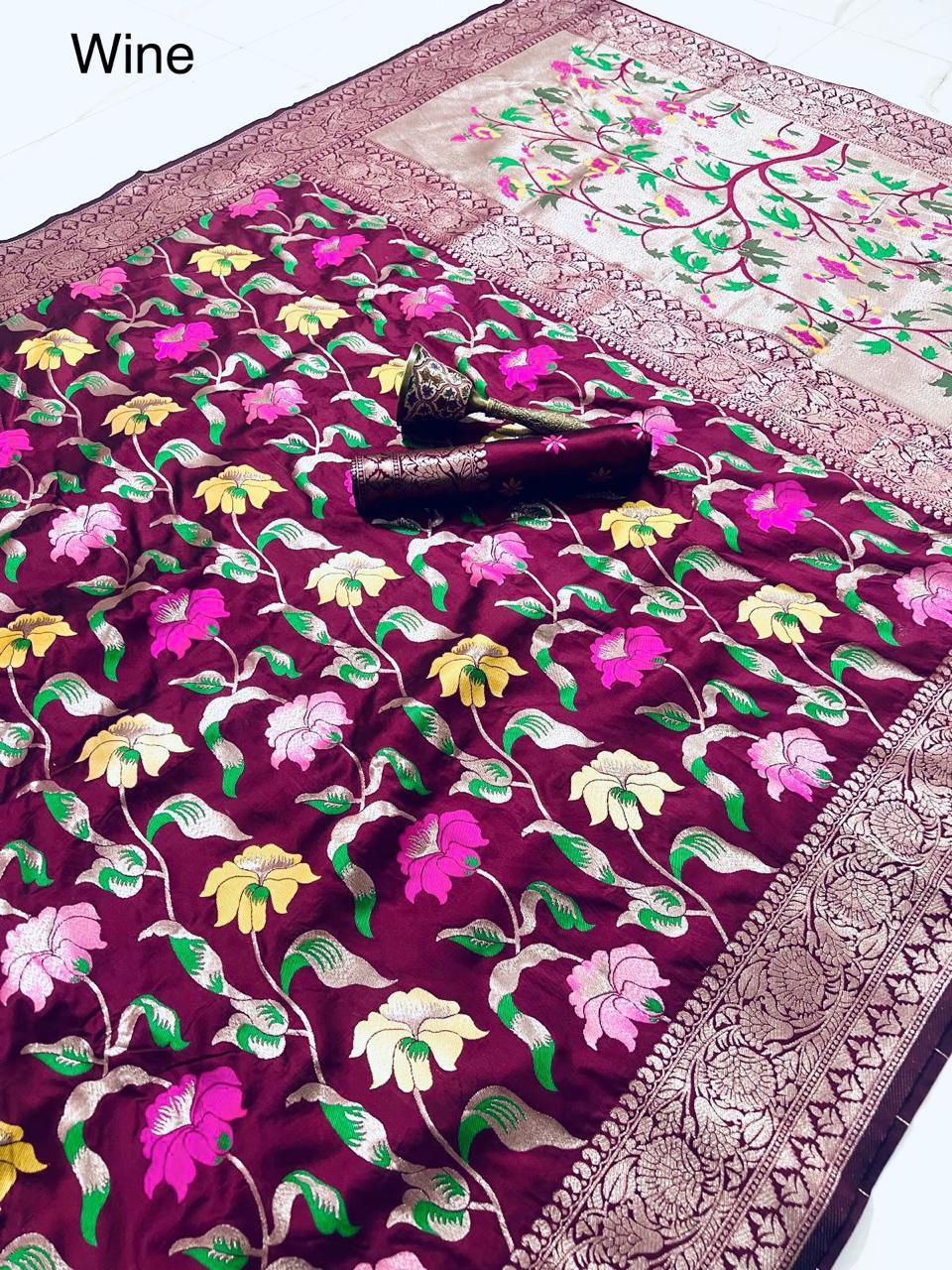 Kayatri Pure Soft Kanchivram Meena Zari Weaving Saree