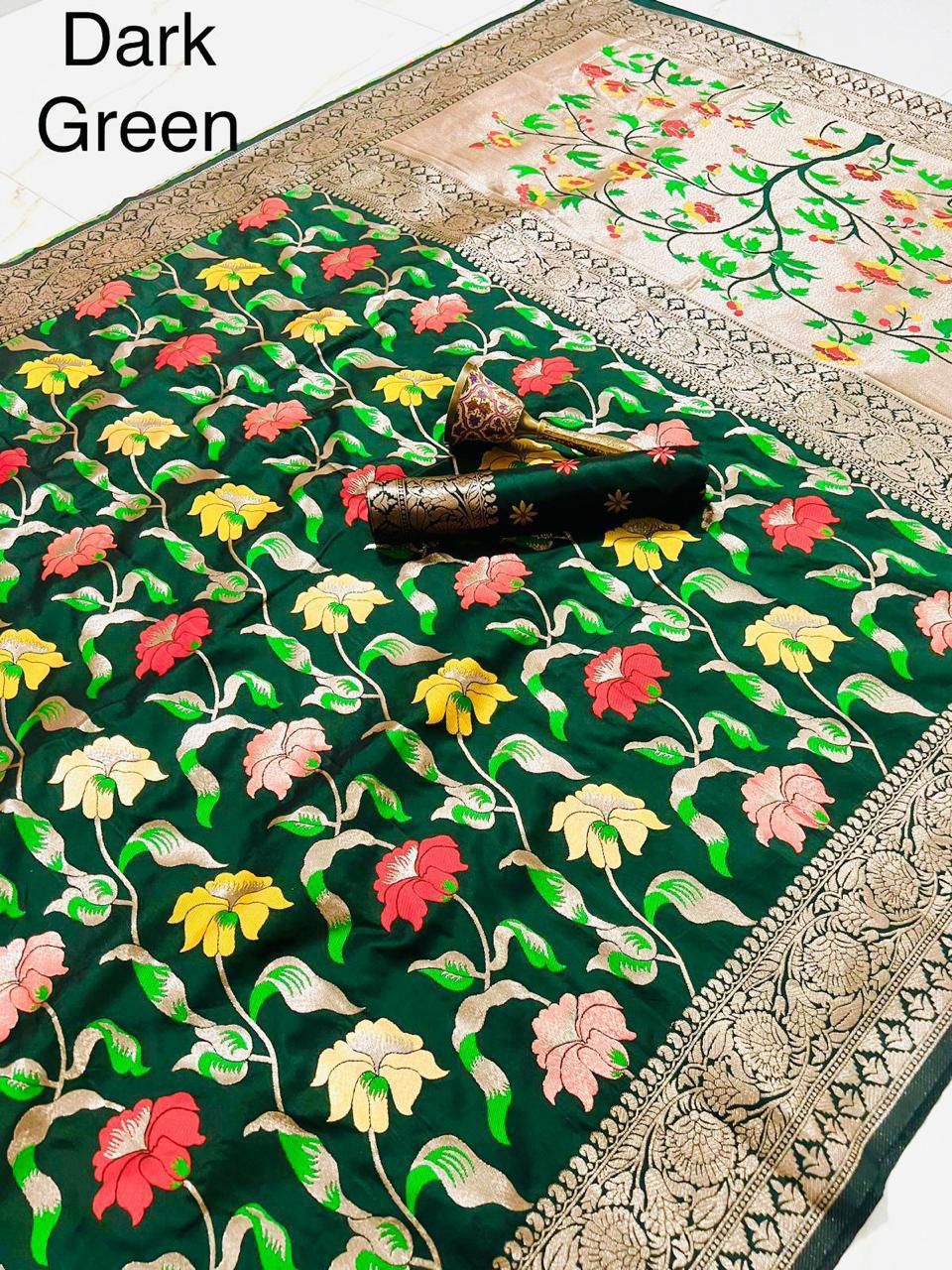 Kayatri Pure Soft Kanchivram Meena Zari Weaving Saree